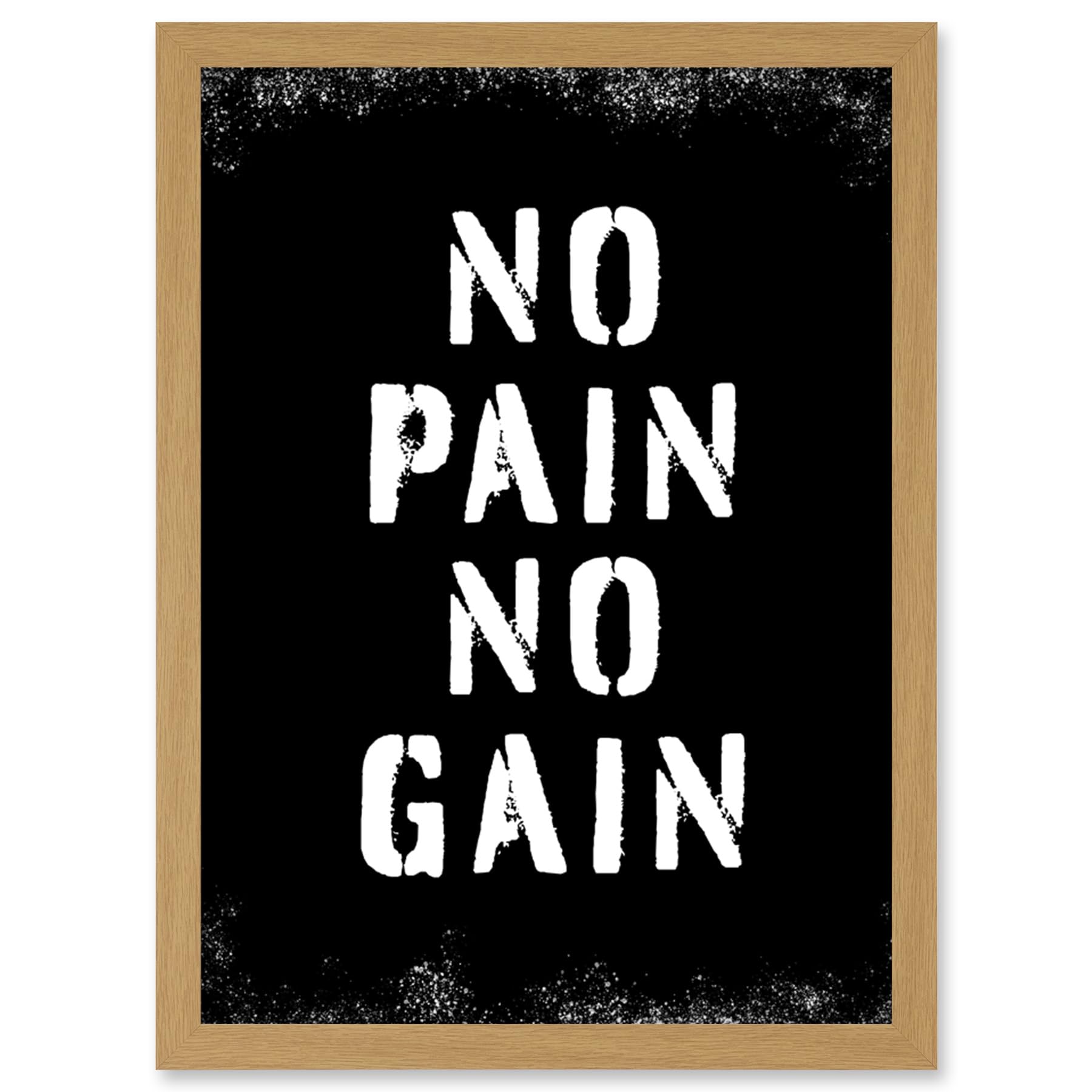 Artery8 Exercise Decor Inspiration No Pain No Gain Inspirational Gym Decor Wall Art Artwork Framed Wall Art Print A4