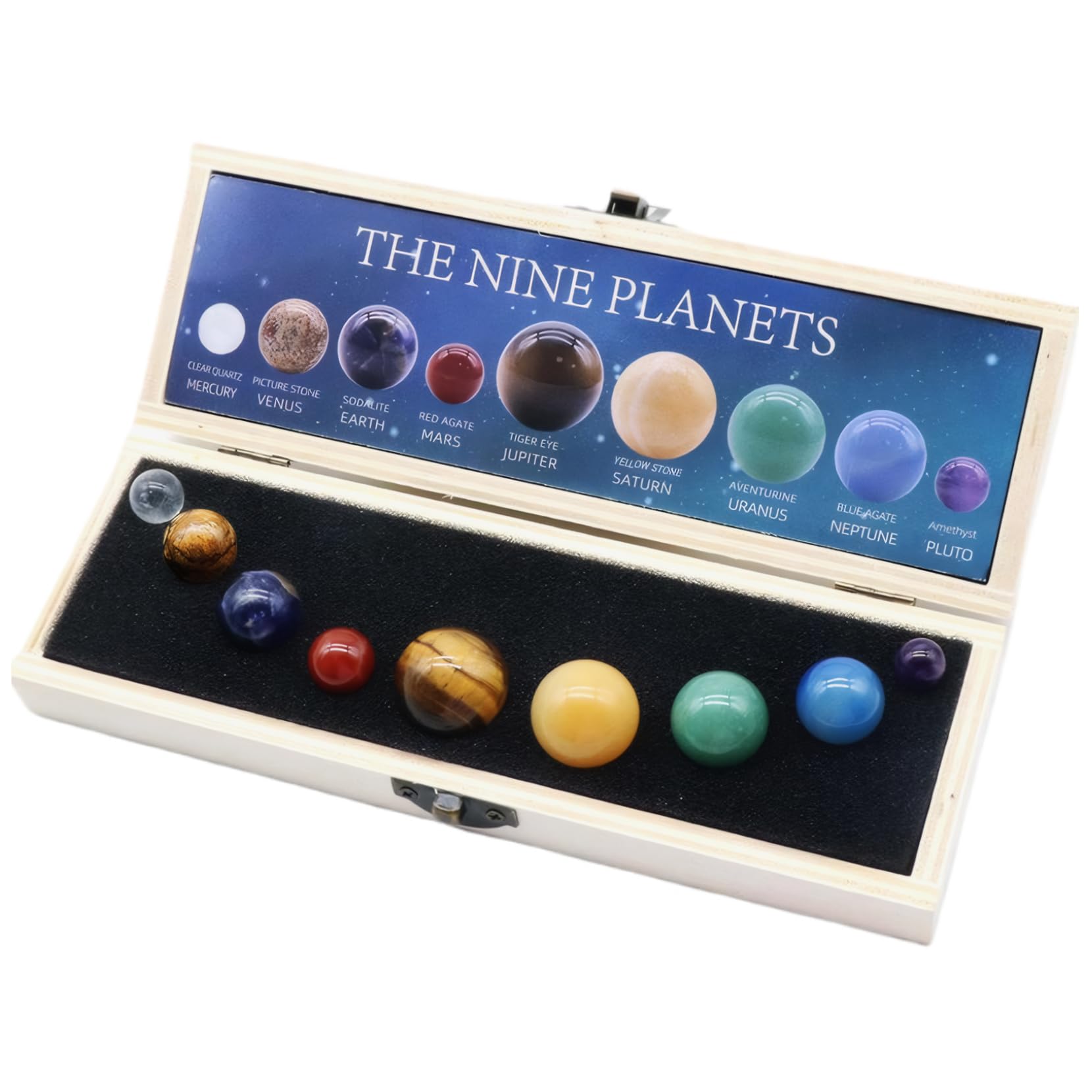 Suxdlan 1 Set Solar System for Kids with 9 Planets, Lifelike Planets with Storage Box Natural Ore Planet Toys Educational Gifts