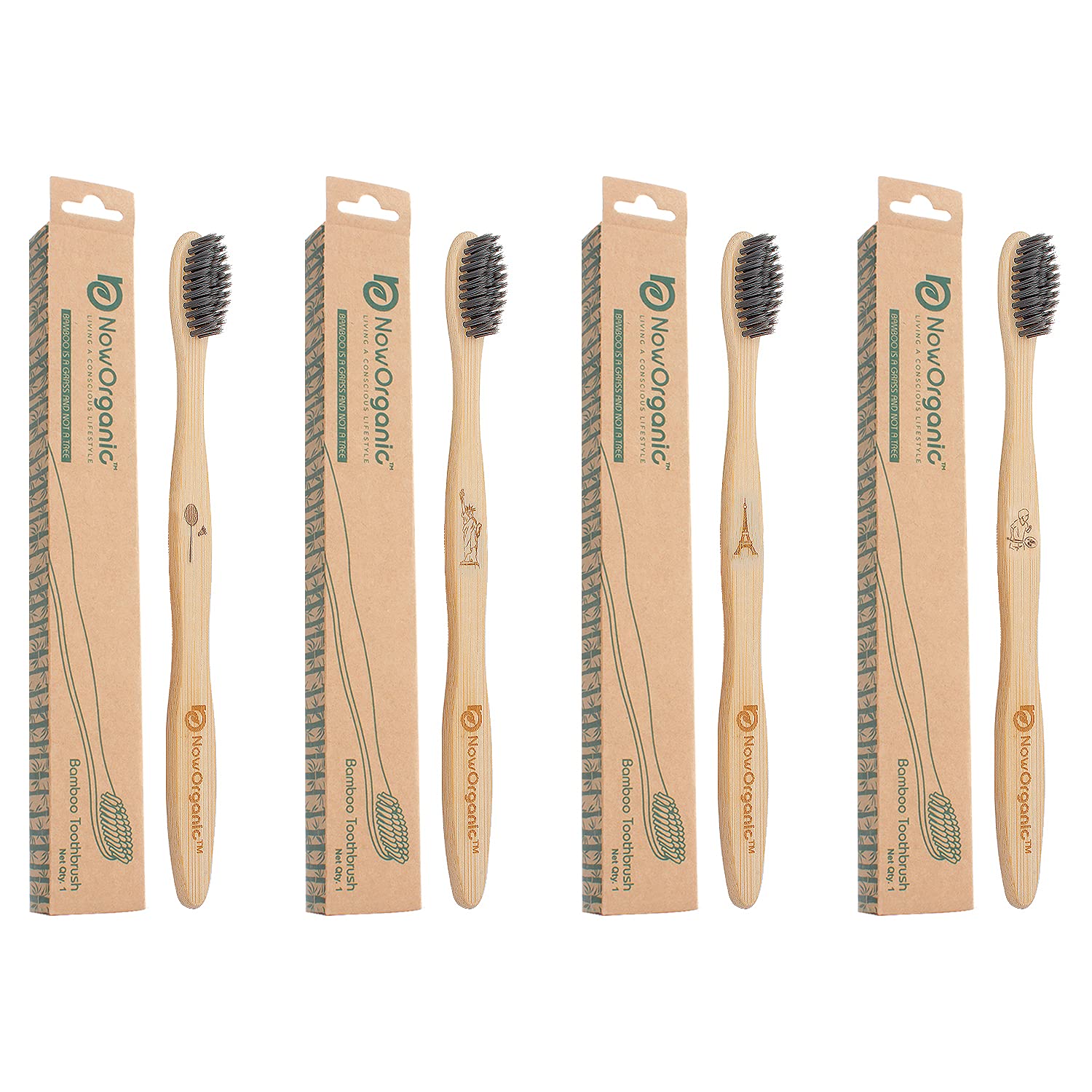 Now Organic brand Eco-Friendly Oral Care : Embrace sustainability with our bamboo toothbrush, a planet-friendly alternative to plastic Bamboo toothbrush (4,charcoal black) (B095KYYSX6) Amazon Price History, Amazon Price Tracker