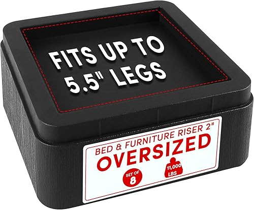 Miniatura 8 de Elevadores de cama de gran tamaño, resistentes, apilables, paquete de 4, elevadores de muebles para sofás de 3 pulgadas o 6 pulgadas, soporta hasta
