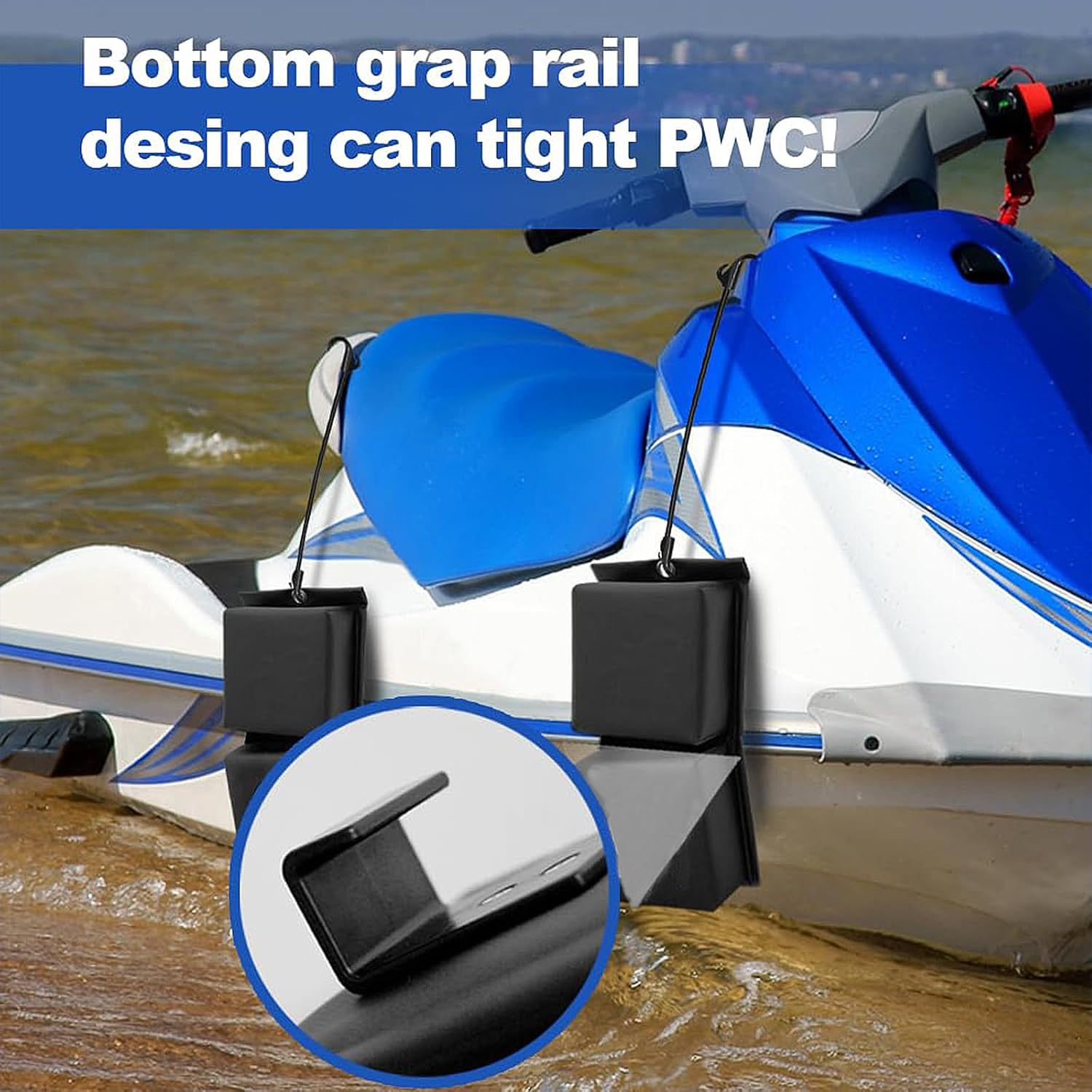 TOPROAD PWC Fender Bumpers, Boat Fenders Bumpers with 2 Elastic Cords, PWC Jet Ski Bumpers Avoid Docking Accident and Scratches