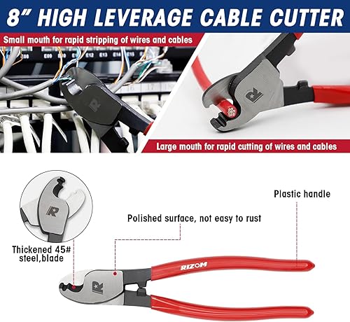 Miniatura 3 de RIZOM Juego de alicates para cortador de pernos de 3 piezas, cortador de pernos resistente de 14 pulgadas, cortador de pernos mini de 8 pulgadas,