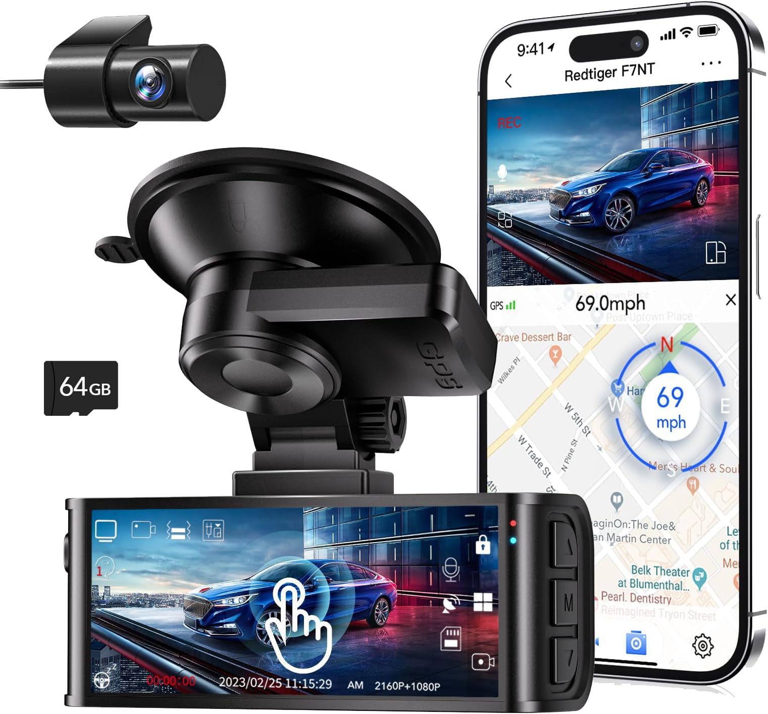 Hodozzy Dashcam 4k 4K 1080P 4K Rétroviseur Dash Cam Caméra De Recul Avec Écran Tactile Enregistreur Voiture écran Tactile IPS