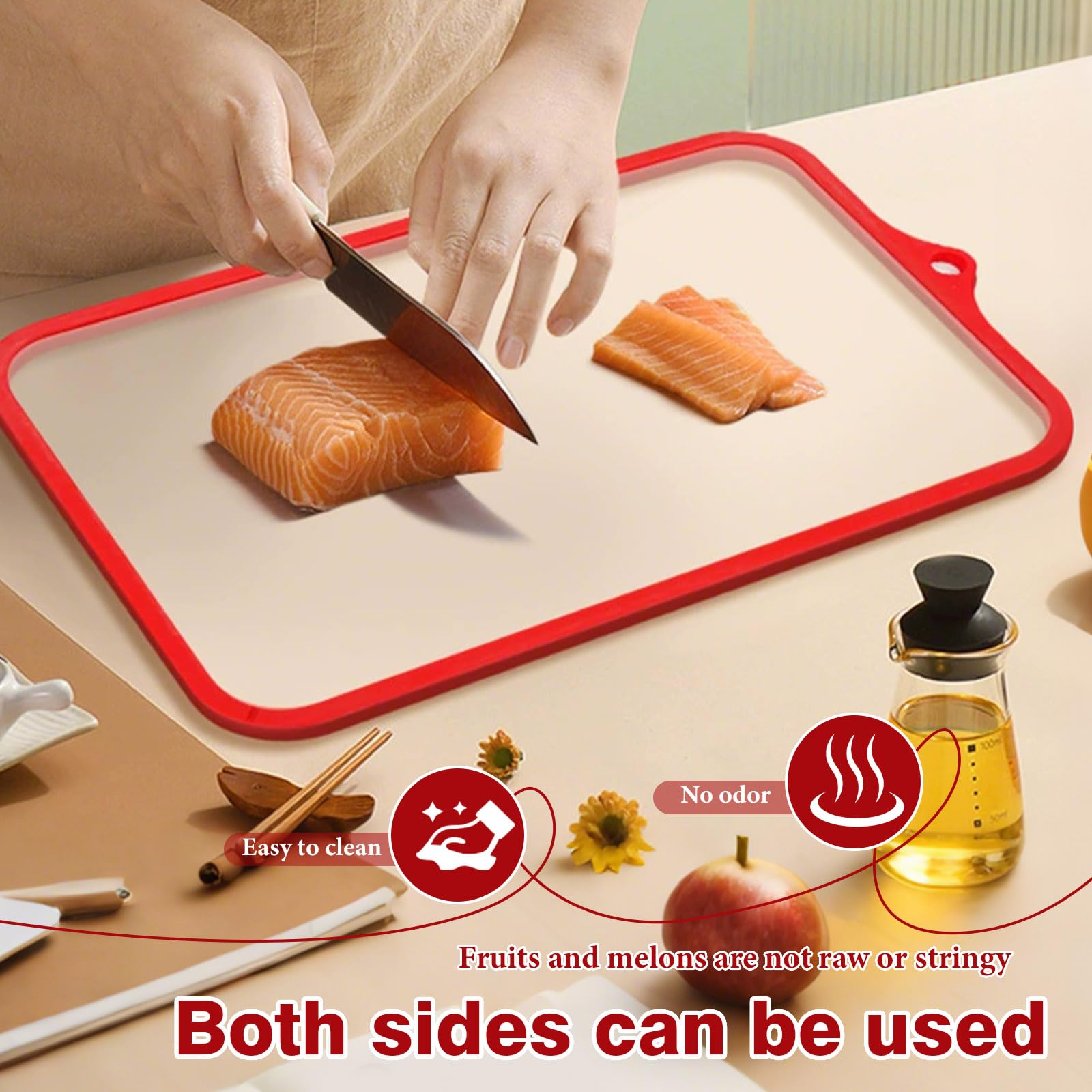 Lot de 2 planches à découper en verre - Passe au lave-vaisselle - 38 x 25 cm et 30,5 x 20,5 cm - Transparent - Verre trempé résistant aux rayures - Hygiénique avec rainure à jus et bord en silicone