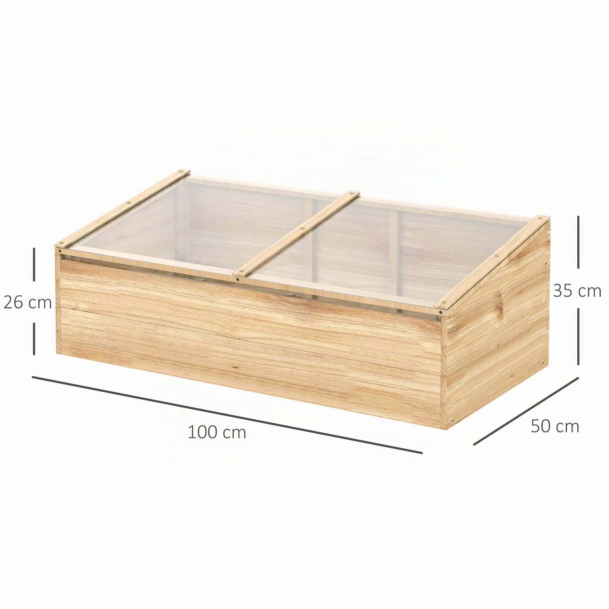 Outsunny Serre Bois Cadre Froid Jardin Balcon 100x50x35 cm Naturel