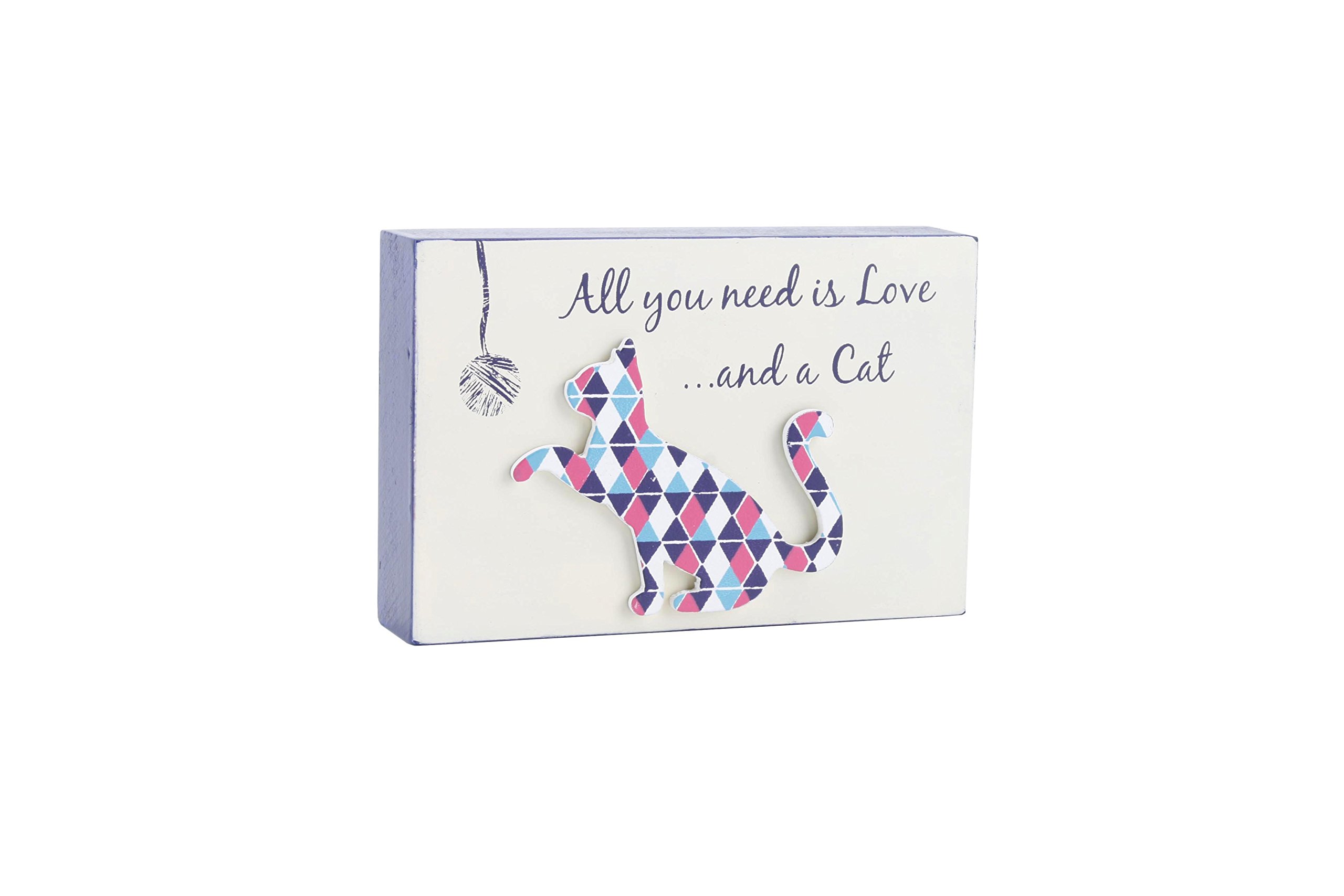 'All You Need Is Love....And A Cat' Wooden Block