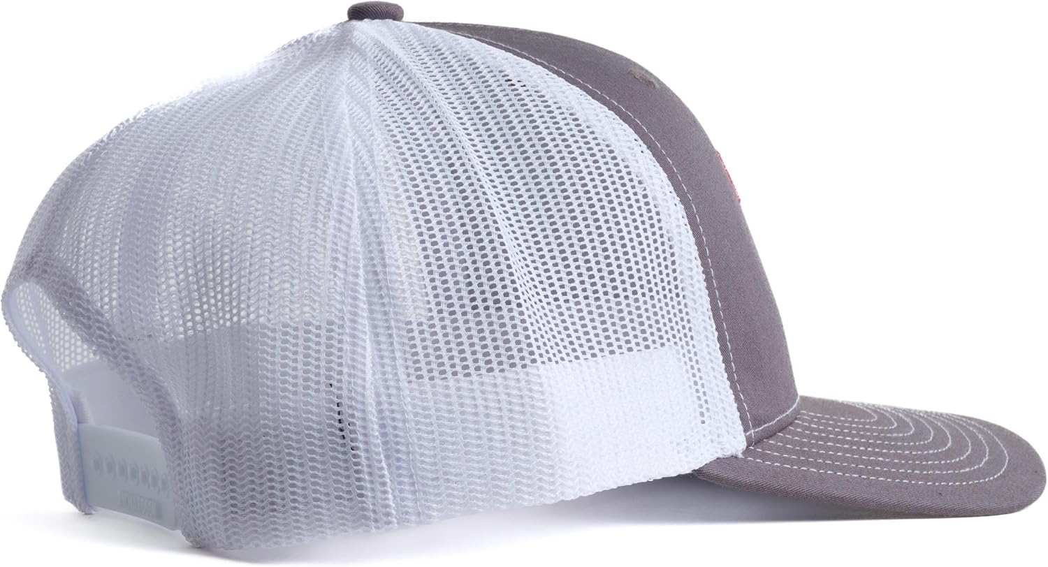 NCAA Collegiate Custom Embroidered Patch Charcoal and White Trucker Hat with Snapback Closure