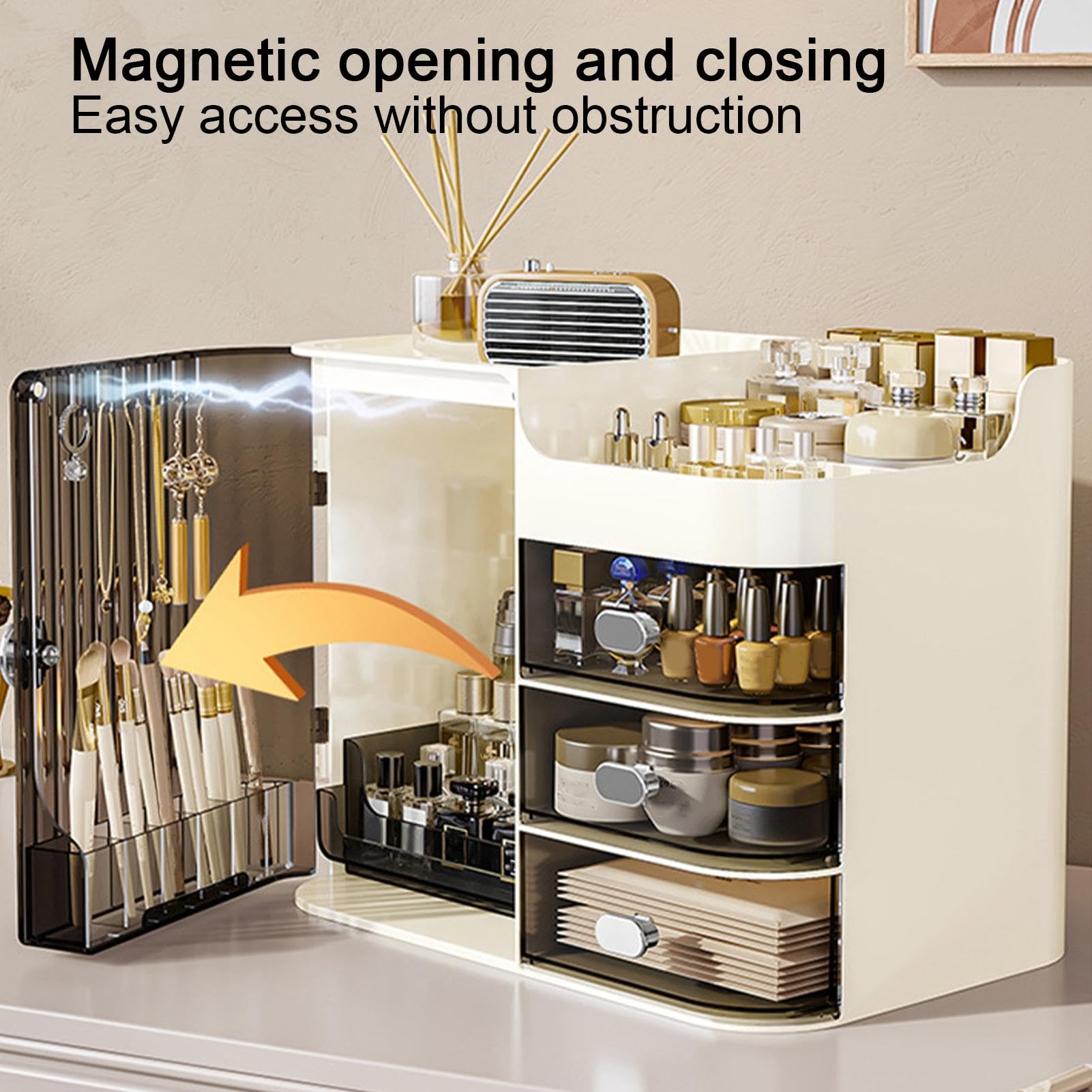 1 organizer per cosmetici da scrivania, organizer per cosmetici con | cassetti, contenitore per cosmetici da donna con scomparti multipli per mascara, fermagli per capelli, sopracciglia, 30 x 24