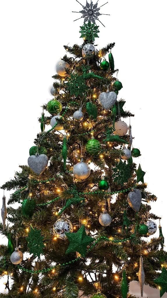 UKDD® Set of 9 Premium Baubles Luxury Christmas Tree Bauble Decorations Matte, Glitter, shiny Baubles (Red & Green) - Image 3