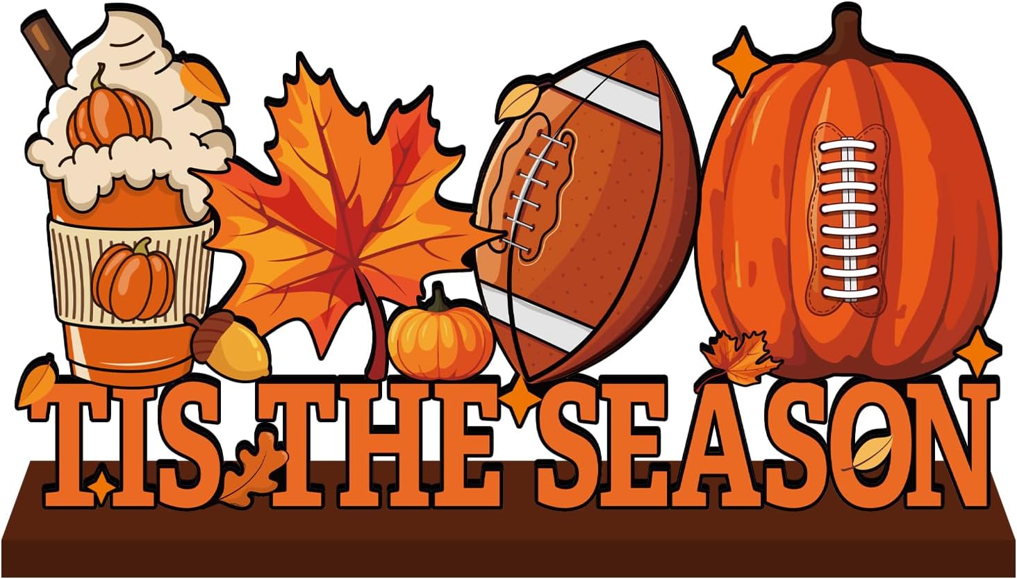 Fall Decorations for Home, Fall Football Theme Wooden Table Centerpiece Tis the Season Sign, Autumn Harvest Thanksgiving Wooden Sign (11.8x6 Inches)