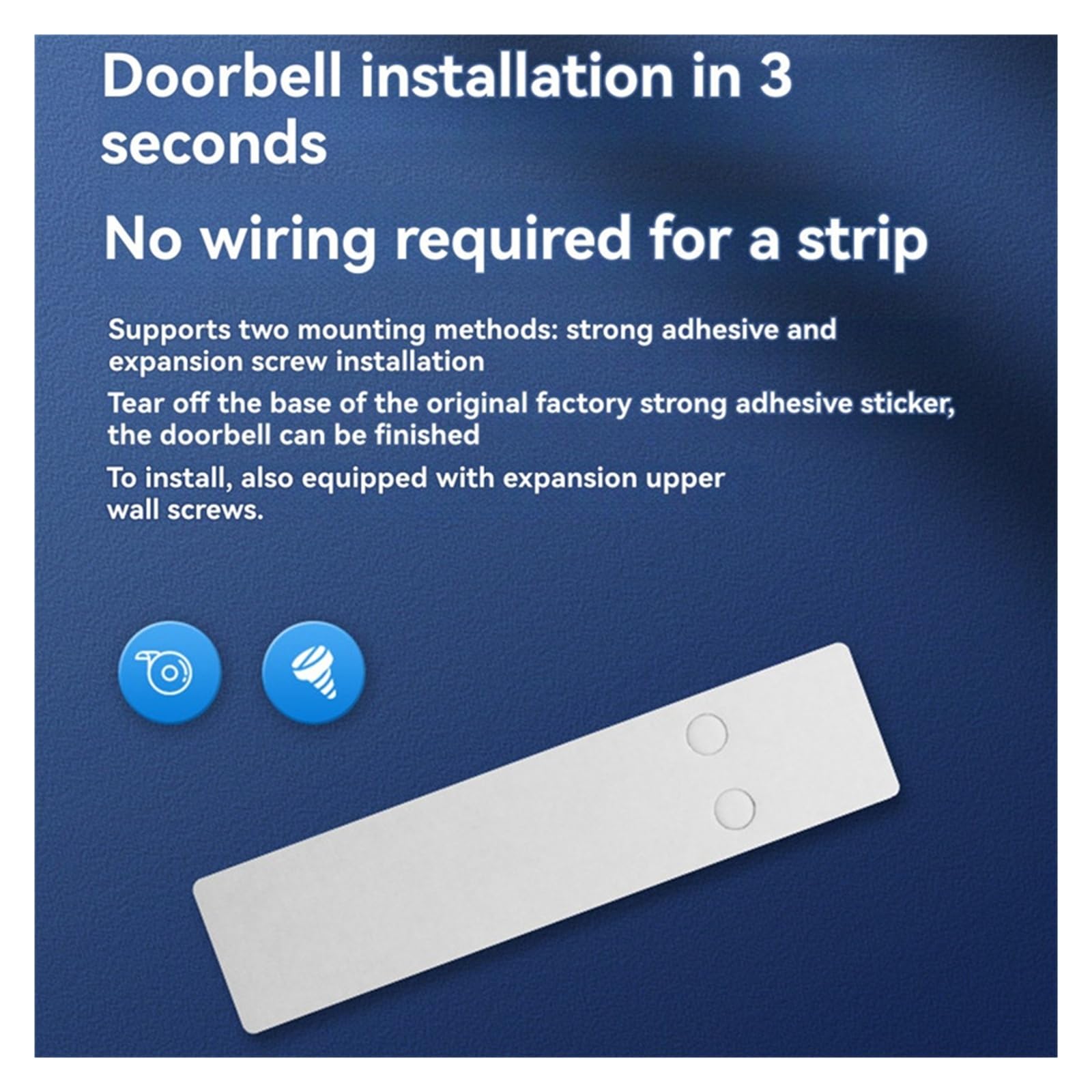 Timbre inalámbrico WiFi con videoportero y cámara de 2 MP for Seguridad de casa Inteligente. Vista Amplia