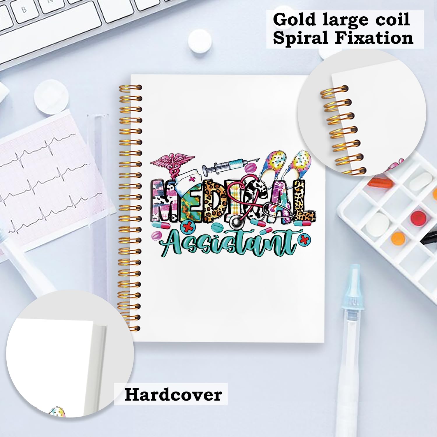 SNNDER Cuaderno de asistente médico, regalos de asistente médico para mujeres y mujeres, regalos de la semana de agradecimiento para mamá, cuaderno en espiral de tapa dura de 5.5 x 8.3 pulgadas