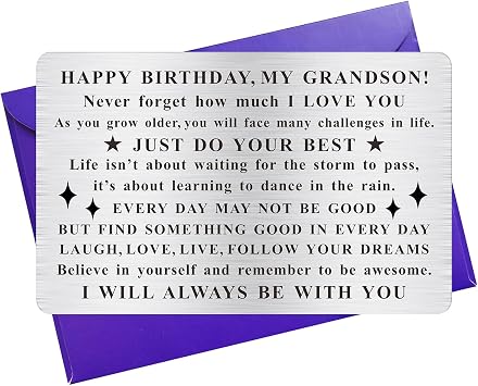 Adult Grandson Birthday Cards for Him Men, Decoration Wallet Card