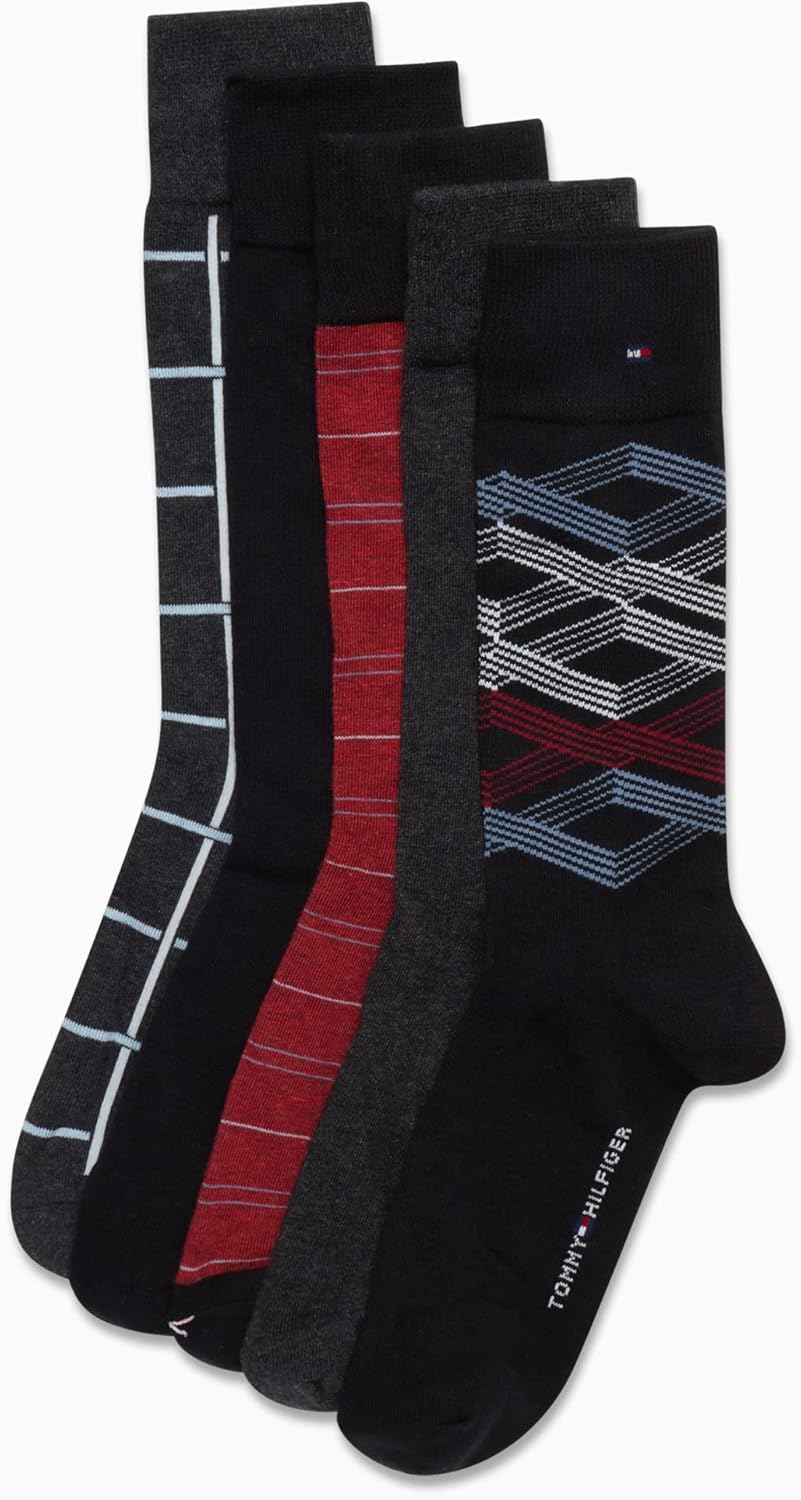 Tommy Hilfiger Mens Dress Socks - 5 Pack Lightweight Patterned Everyday Long Work Socks for Men for Casual & Formal Wear - Image 4