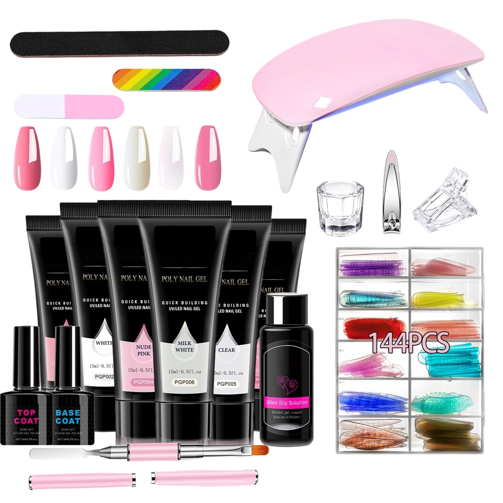 Kit Gel per Ricostruzione Unghie 6 Colori Leggeri | Smalto per Allungamento Unghie Donna Ideale per Viaggi, Casa, Ufficio, Scuola - Regalo per Fidanzata, Moglie, , Sorella,