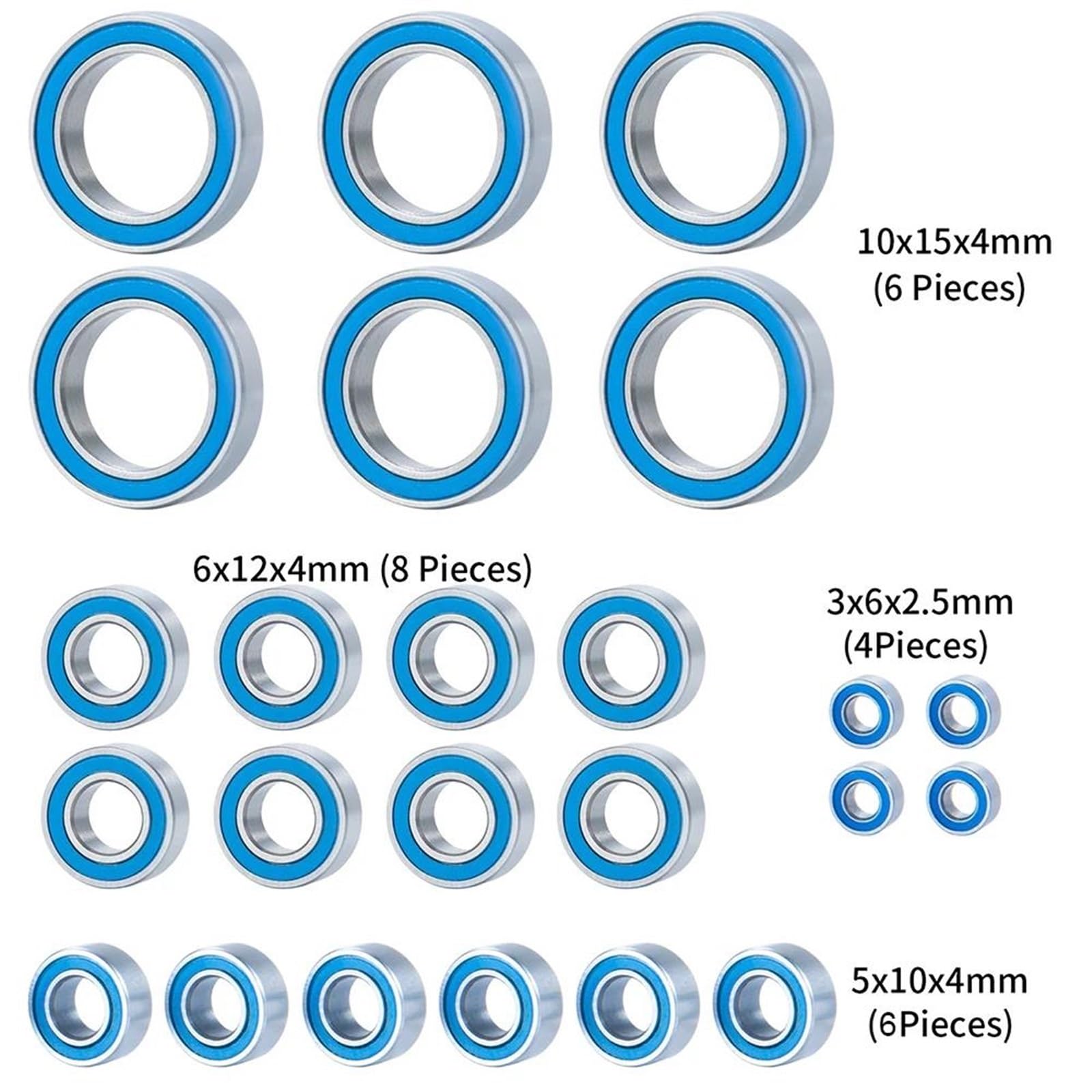 roulement a bille Pour Baja Pour Rey Pour Rock 1/10 RC Pour Buggy Pour Camion Du Désert Roulements Pièces De Mise À Niveau 24 Kit Roulement Billes Bleu