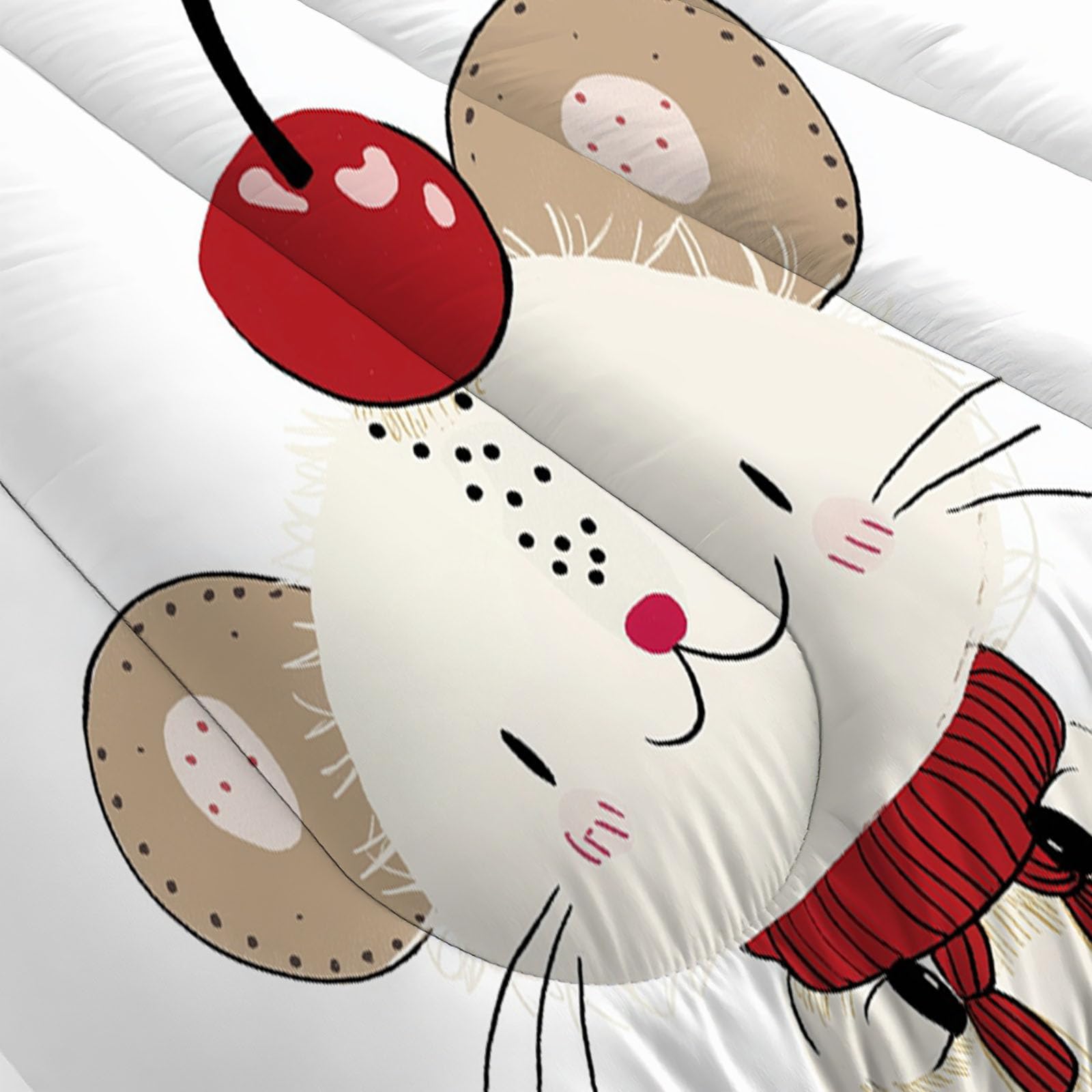 Trapunta Invernale in Ecopiuma, 260x230cm Set Piumone Stile Del Libro Per Bambini Imbottita 200 gr/mq Caldo e Morbido Piumino Trapuntato Mouse Semplice Coperta Letto Reversibile per 4 Stagioni, Bianco