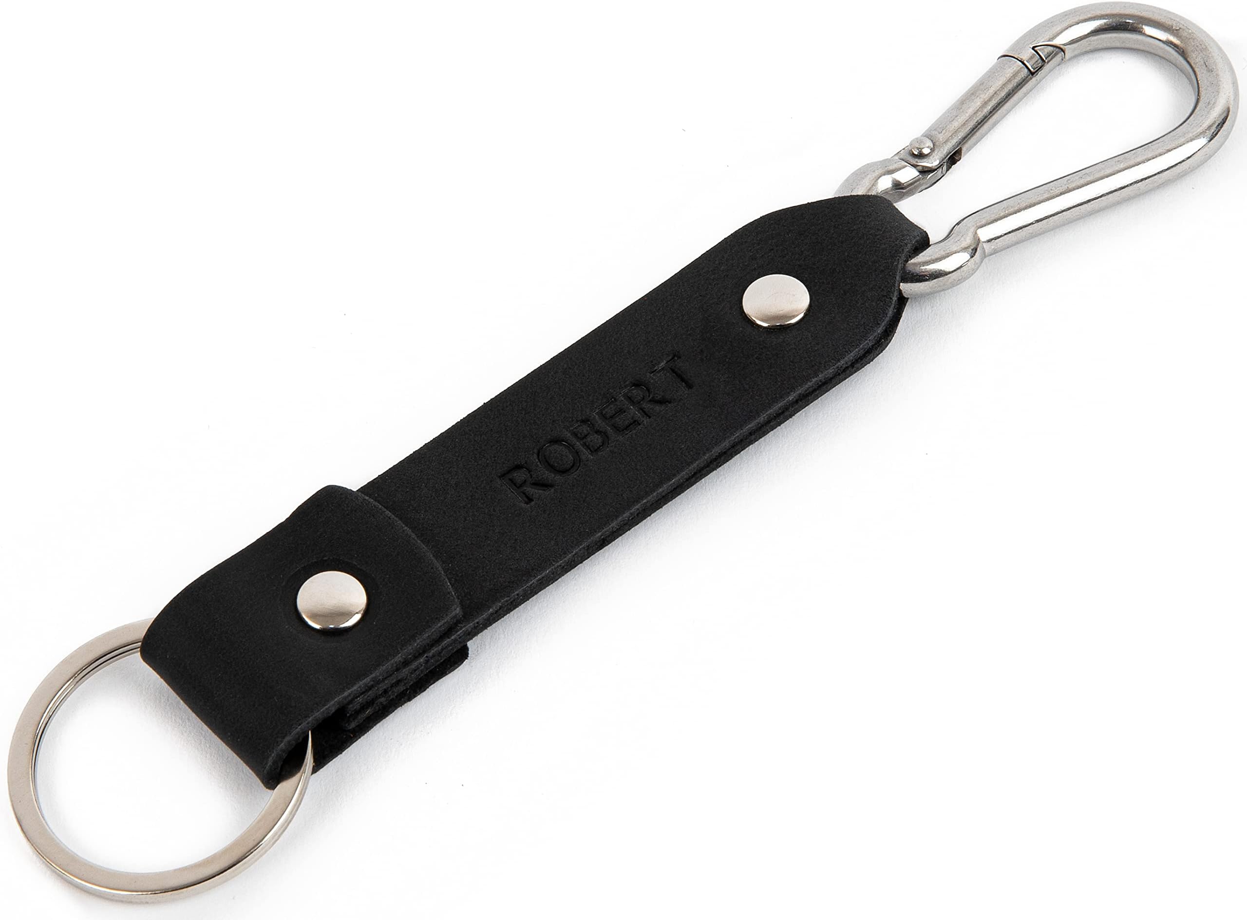 HAPPER STUDIOBlack leather key chain with carabiner, custom ring, monogrammed keychain, boyfriend fob holder clip keyring engraved personalized groomsmen gift, Latitude Longitude GPS
