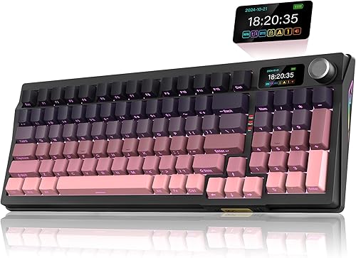 RedThunder Teclado mecánico inalámbrico K95, pantalla y perilla TFT, conexión de modos de viaje, teclado personalizado de intercambio en caliente de