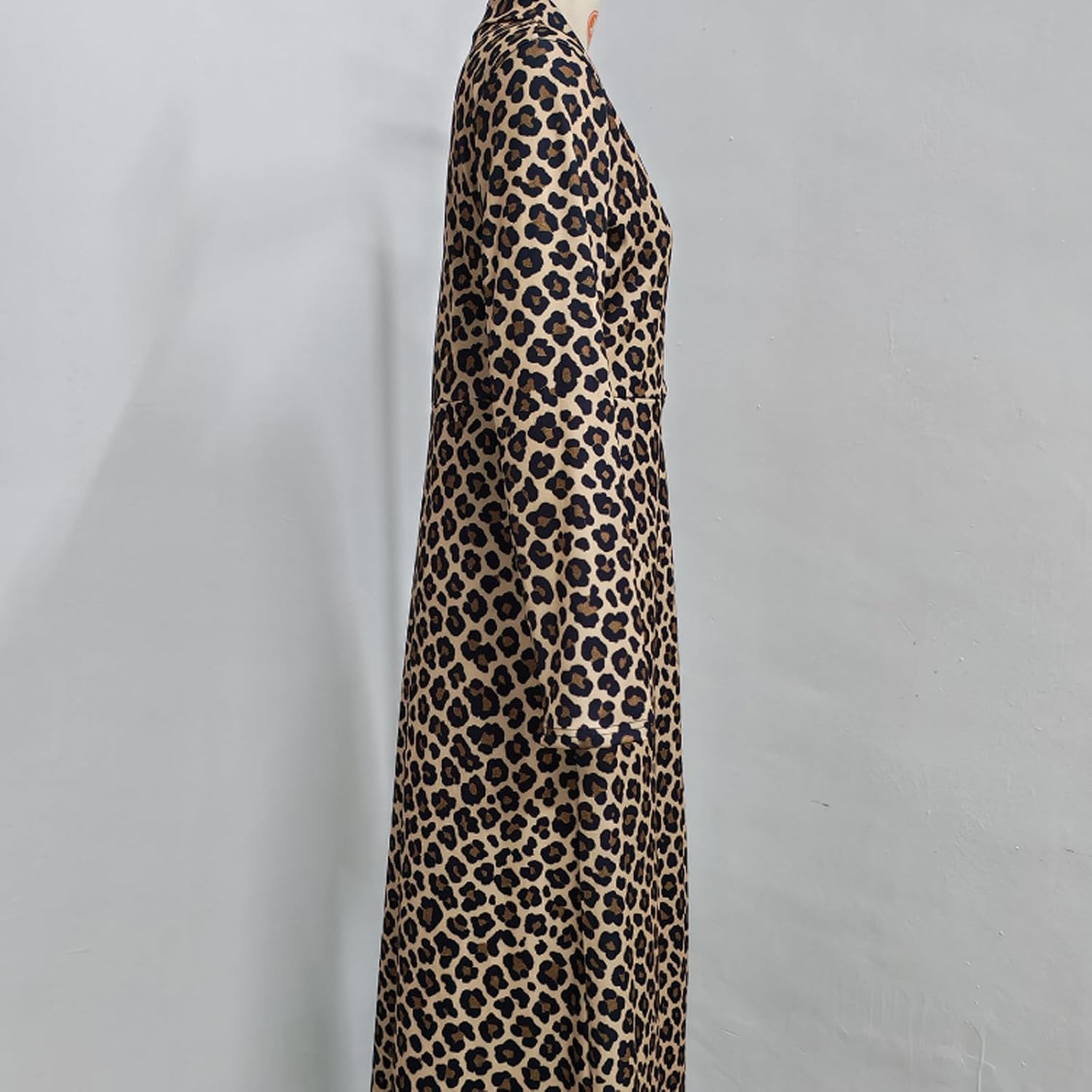 Women's Fall Winter Trendy Leopard Print, Long Trench Coat Leopard Jackets for Women, Open Front Slim with Pockets