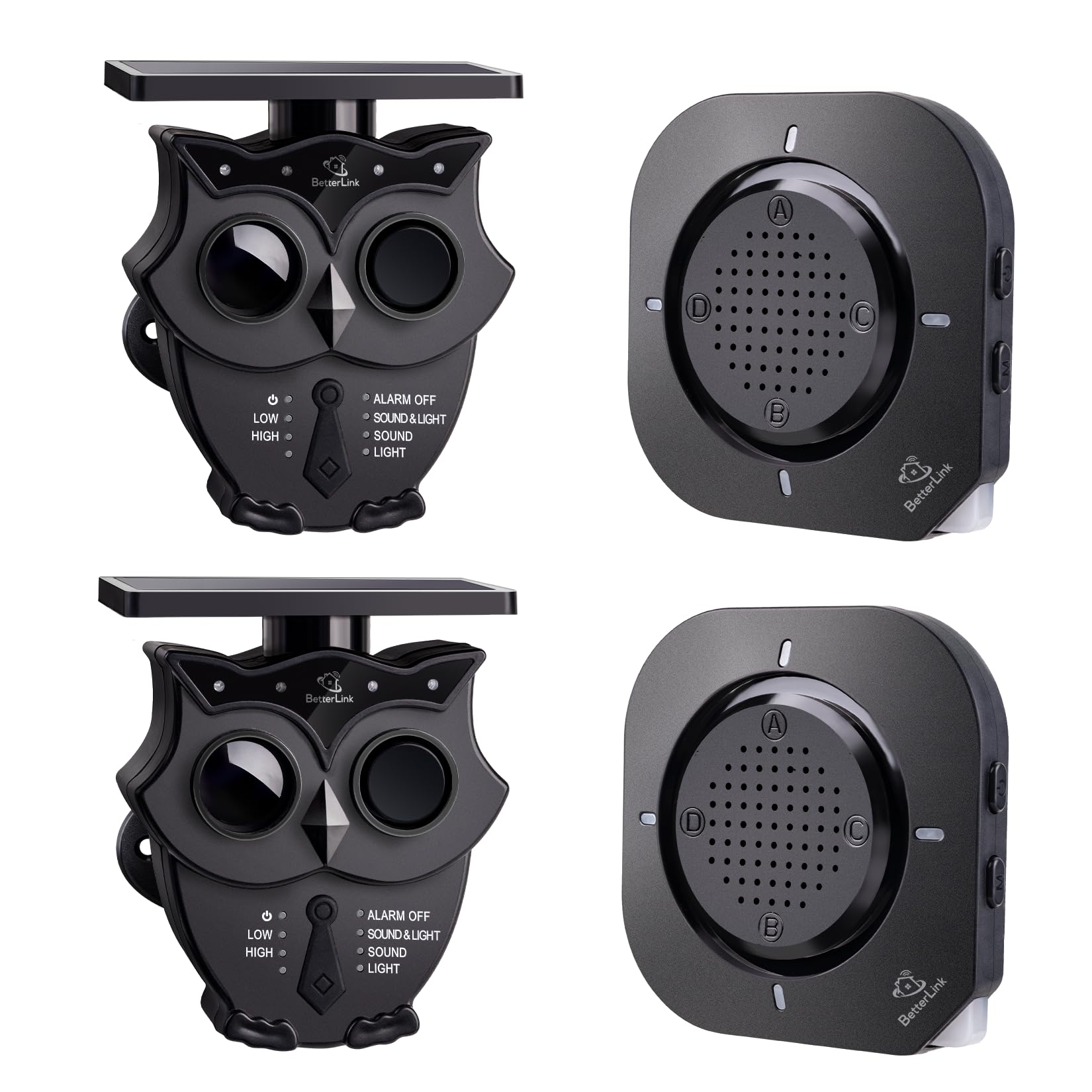 Betterlink Black 1/2 Mile Long Range Solar Wireless Driveway Alarm System Ip65 Weatherproof Outdoor Motion Detectors&Sensor 120Db Sound Security Alert System Monitor&Protect Property (2R2s)