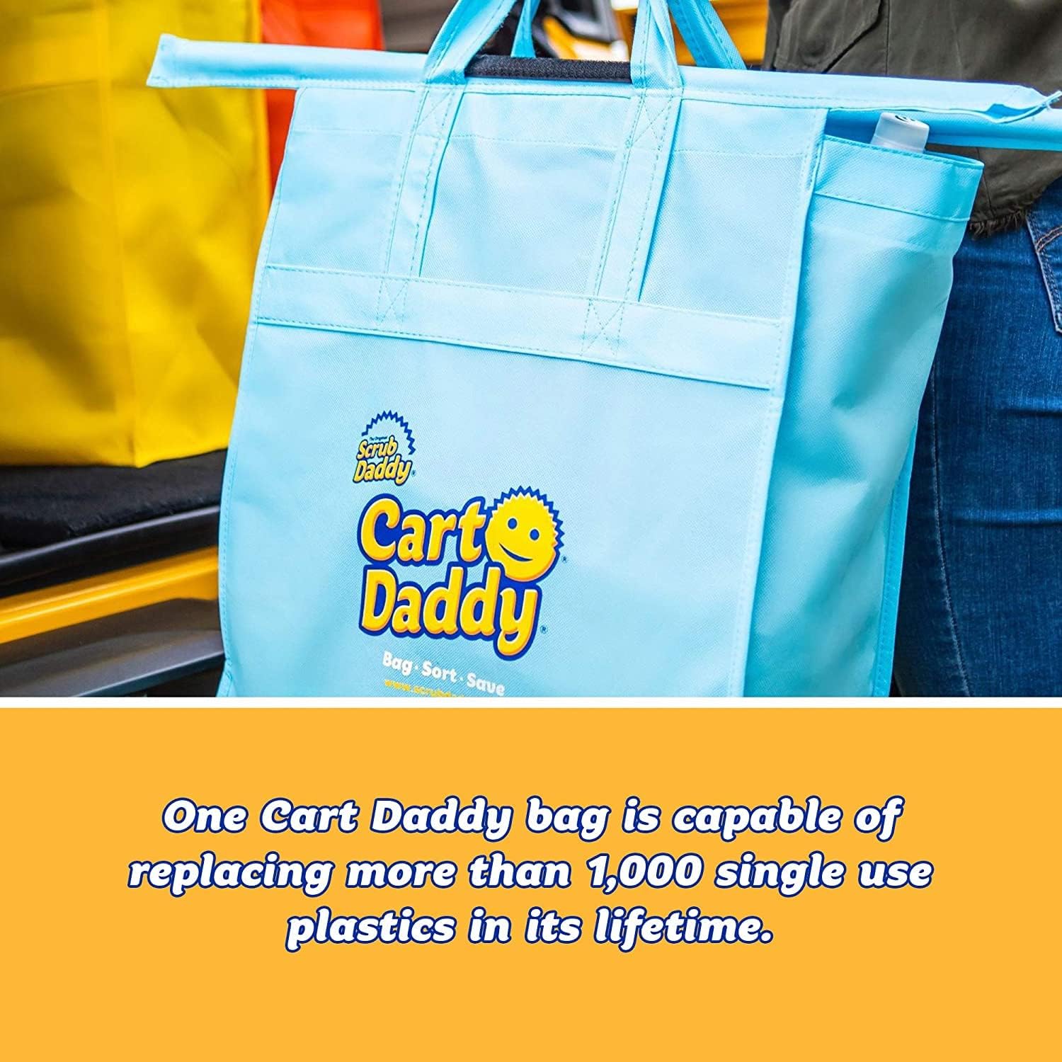 Scrub Daddy Cart Daddy - Ensemble de 3 sacs à roulettes pliables et robustes pour des courses organisées et faciles - Image secondaire