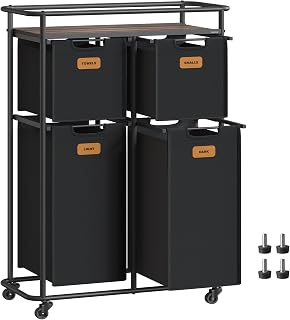 VASAGLE Laundry Sorter with Wheels, Portable Rolling Cart, 39.6 Gal.(150 L)