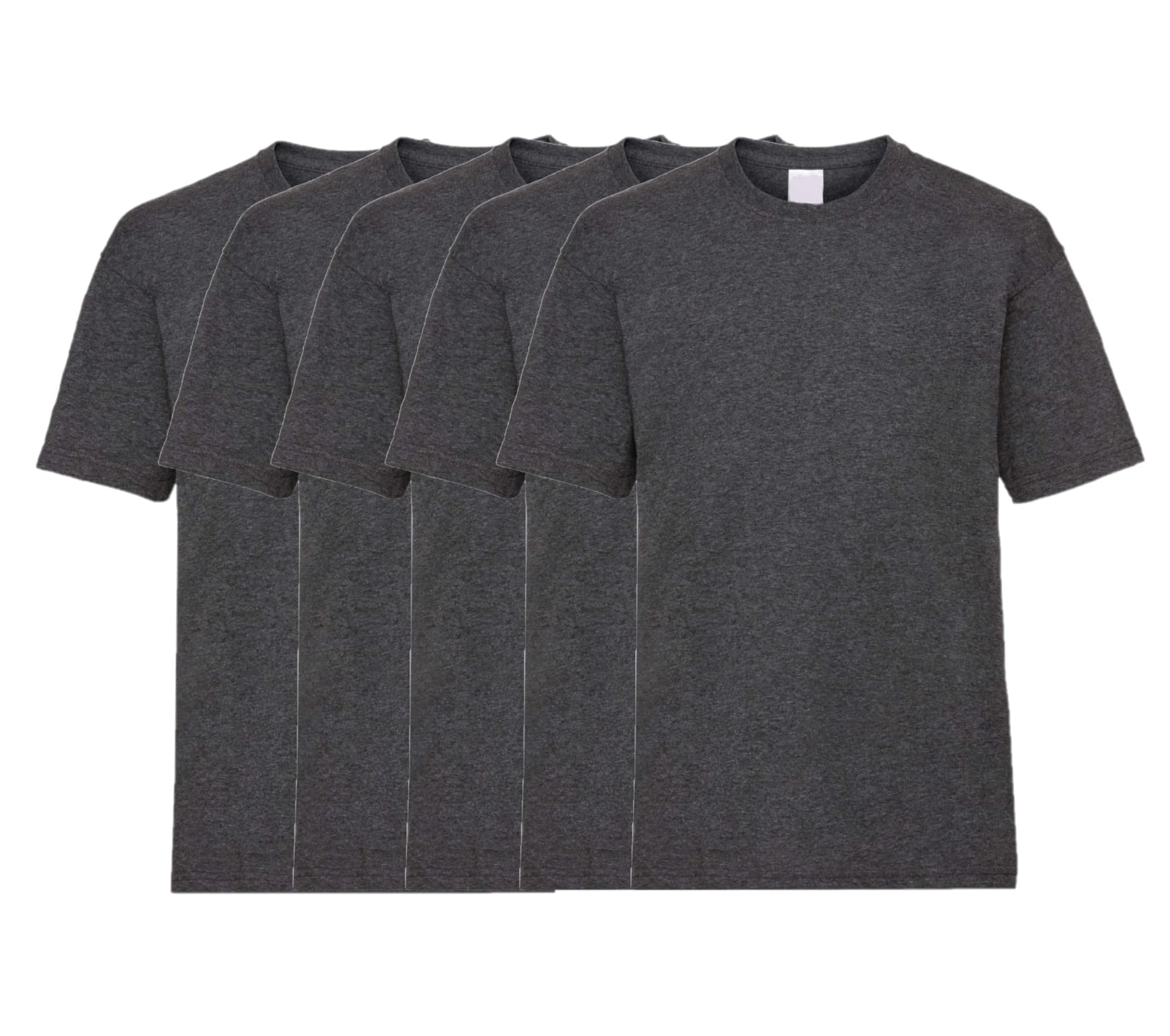 COOZO Unisex Kids Valueweight Pack of 5 Short Sleeve T-Shirts - Dark Heather Grey - 7-8 Years