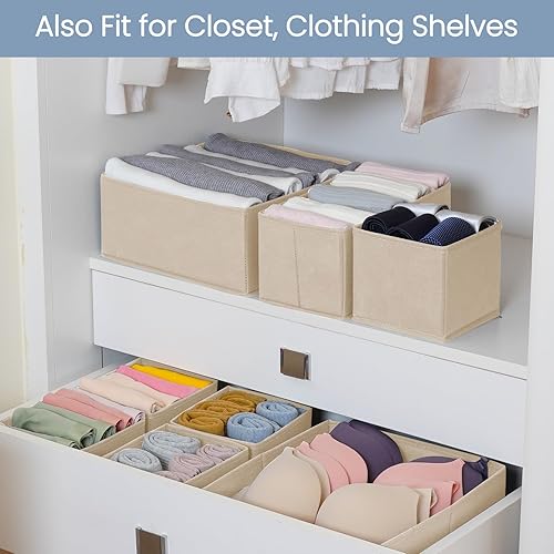 Miniatura 7 de Organizador de cajones de ropa, paquete de 16 organizadores de cajones de ropa interior, organizadores plegables de armario y divisores de cajones