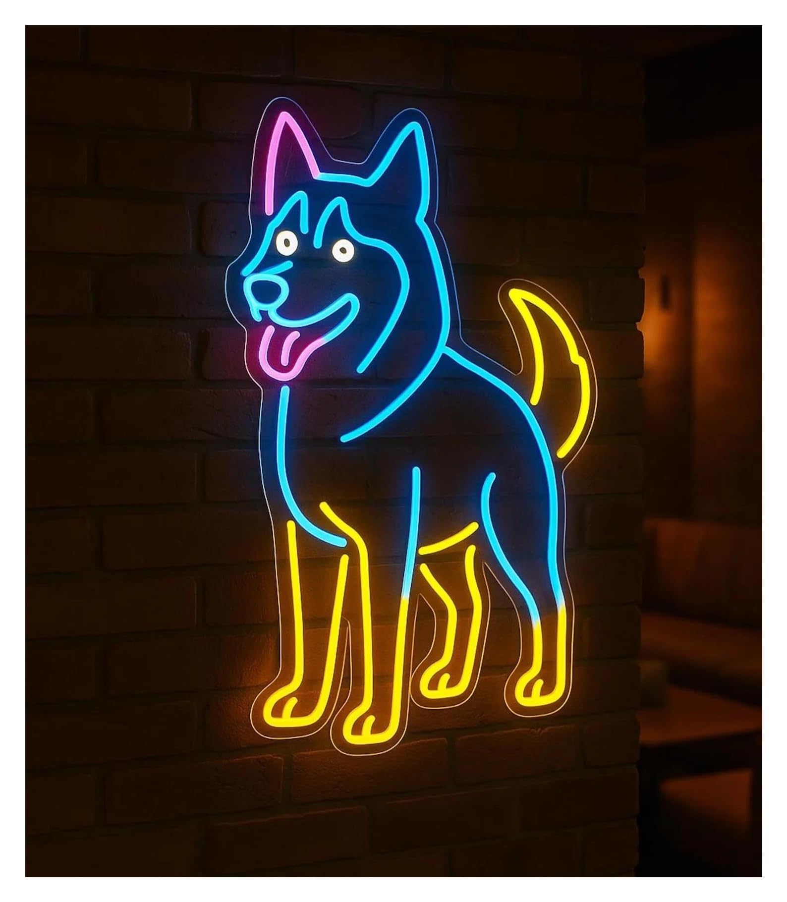 Scritta luminosa Insegna Al Neon HuHusky Pet Shop Decor Dog Light Dimmerabile Per Spazi A Tema, Decorazione Per Cameretta Dei Bambini Amanti Degli Animali, 38cm