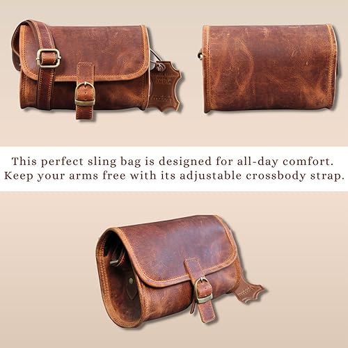 Miniatura 5 de Madosh, bolso cruzado de cuero genuino para mujer, color marrón, bolso lateral pequeño, Marrón