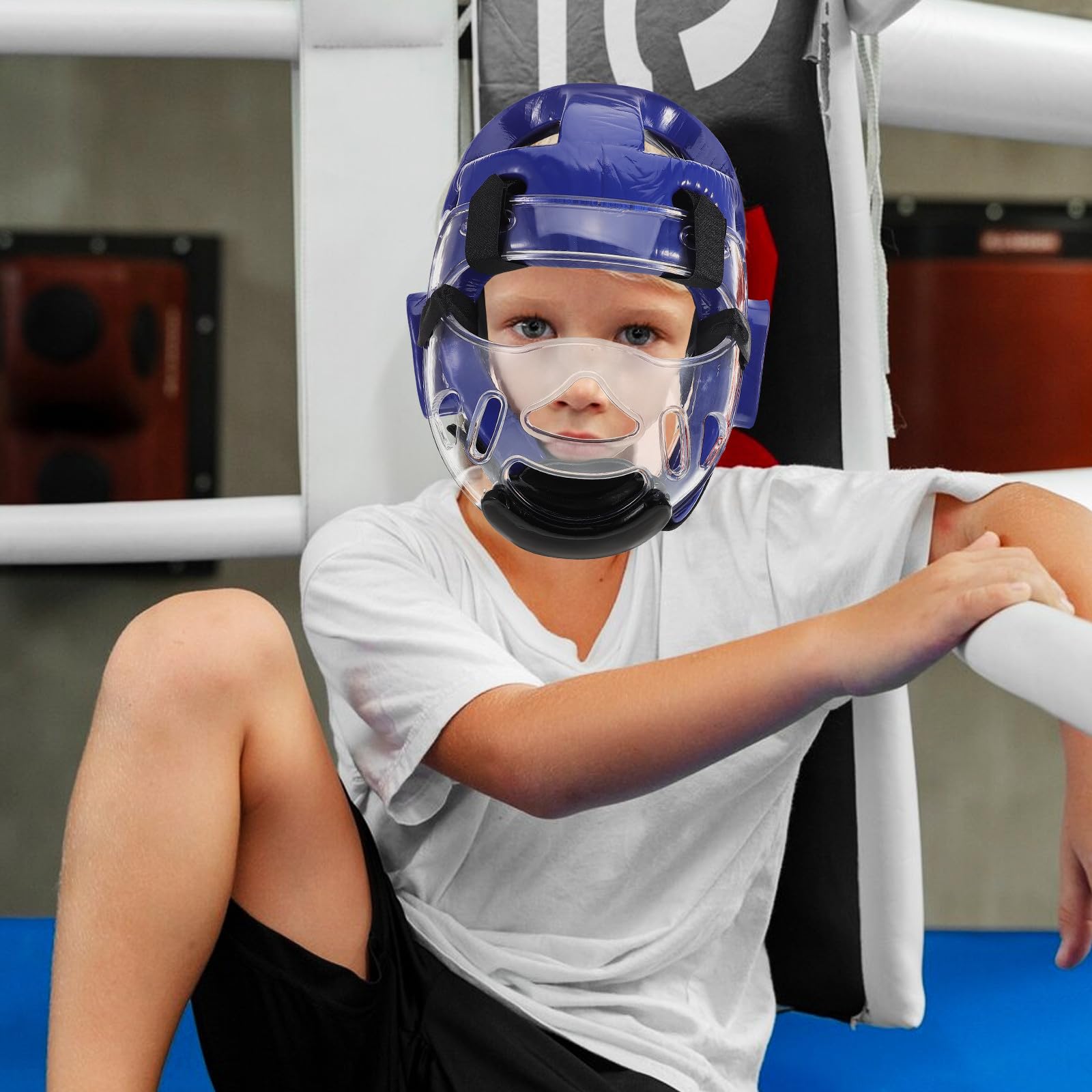 Hohopeti Taekwondo Kopfschutz mit Gesichtsschutz für Verstellbare Schutz-ausrüstung für Karate Sparring Atmungsaktiver Kampfsport Helm mit Vollschutz für Training und Wettkampf