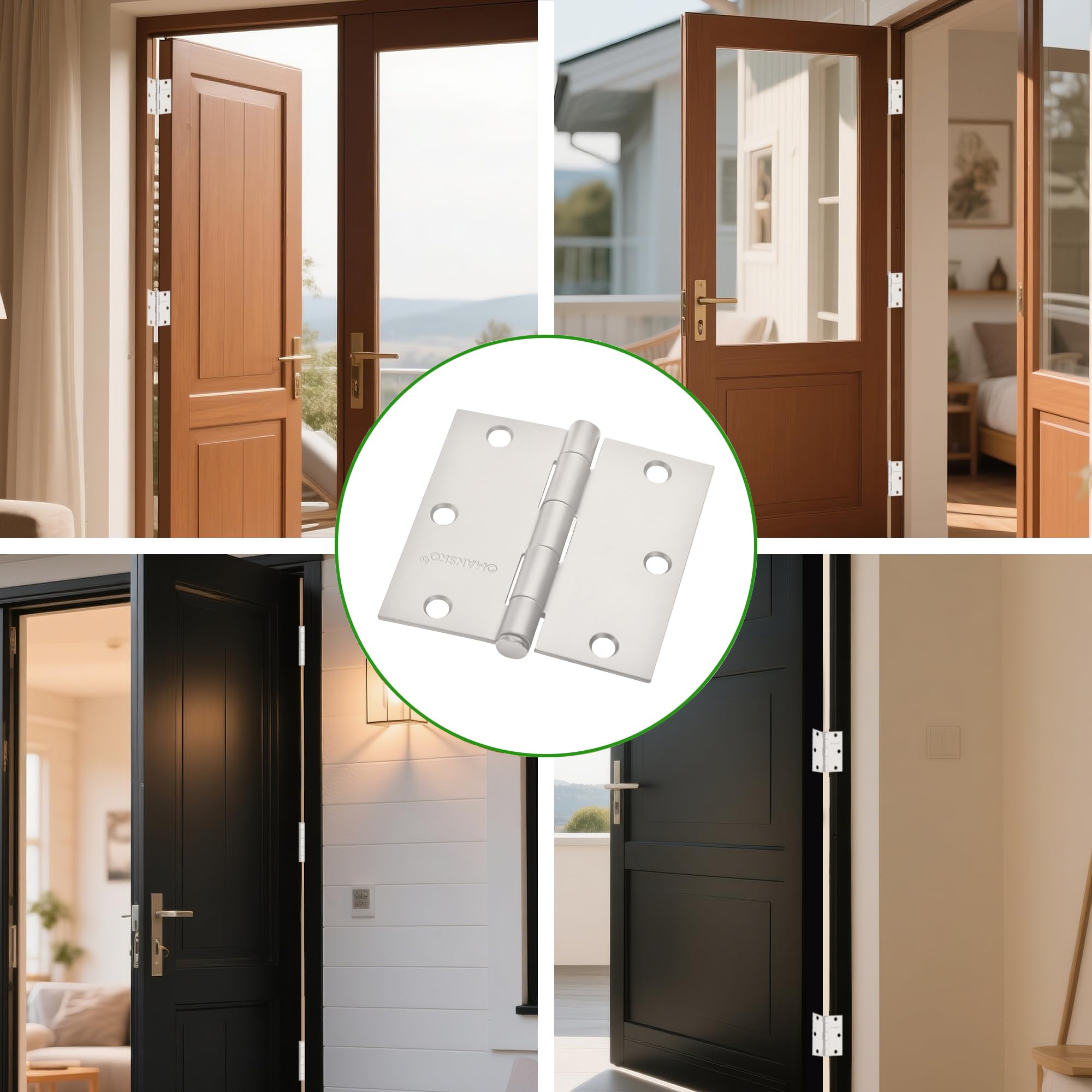 Paquete de 18 bisagras de puerta blancas, bisagras blancas de 3.5 x 3.5 pulgadas para puertas interiores, bisagras de 3 1/2 pulgadas para puertas residenciales, bisagras de puerta interior de esquinas