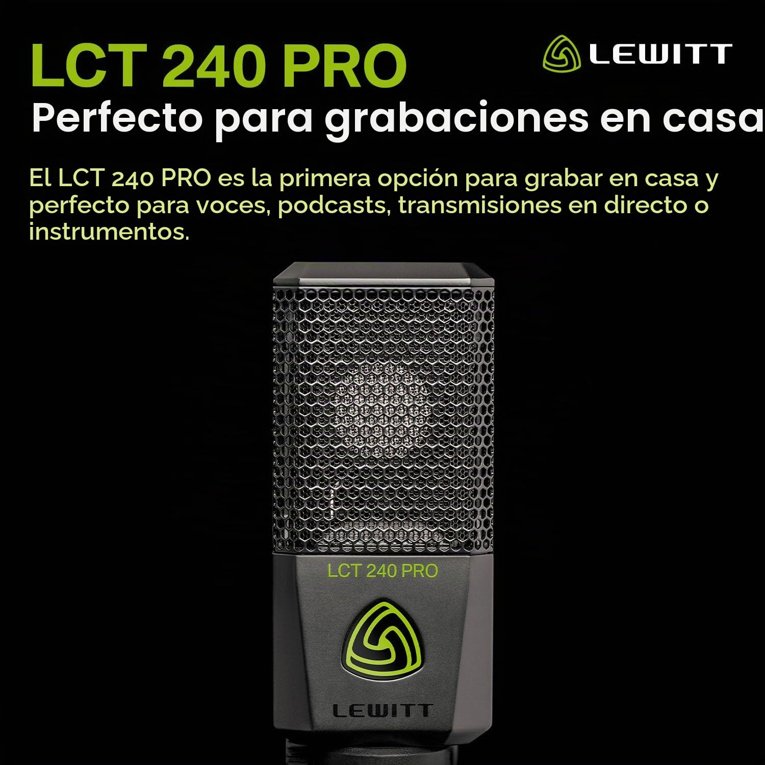 Lewitt LCT 240 Pro - Micrófono para grabación en casa, color negro