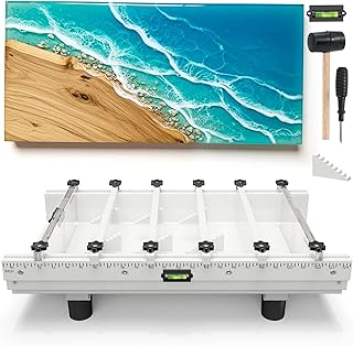 Epoxy Mold, Resiners River Table Epoxy Resin Mold with Adjustable Divider, 24x12x3in with Bubble Level, Fill Clamp System & Transparent Depth Board Ideal