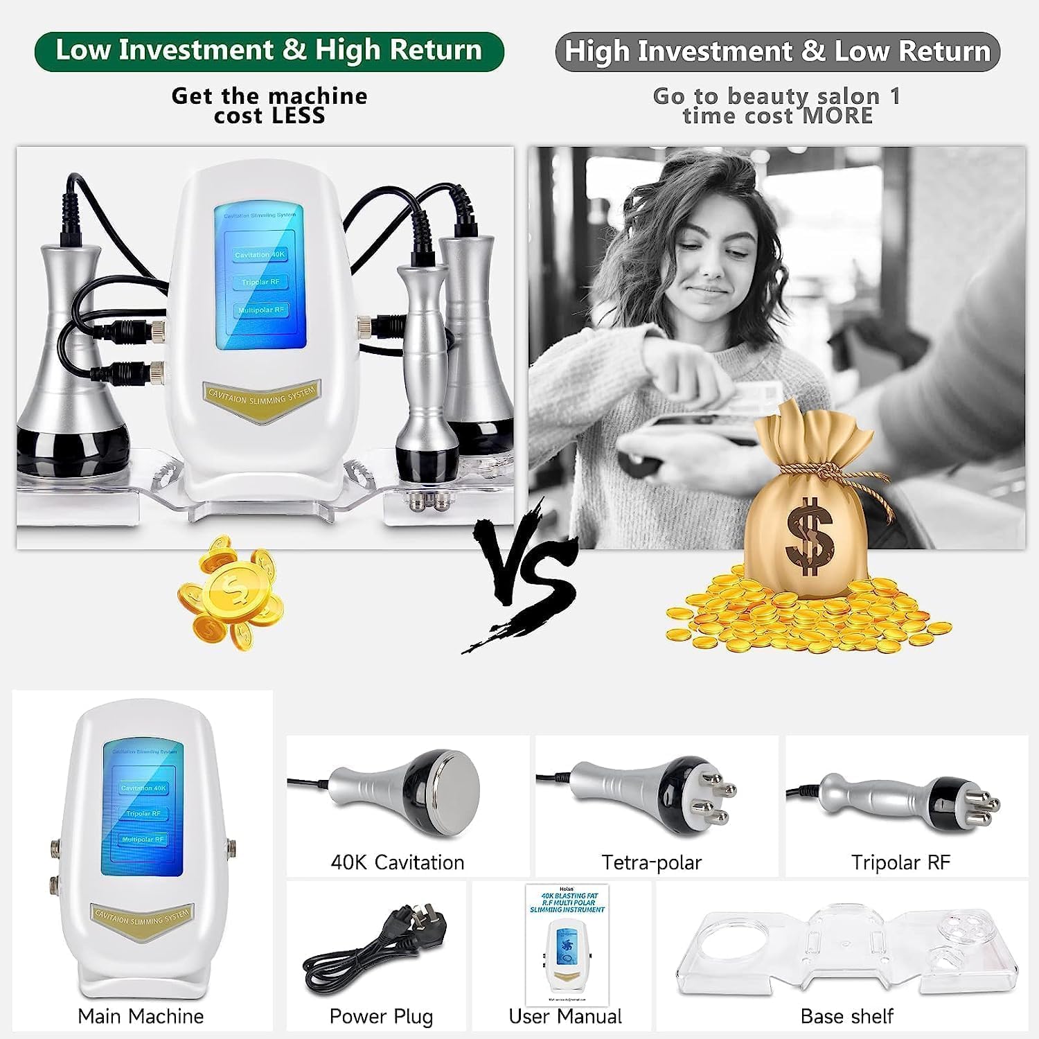 40K Slimming Body Cavitation Machine Anti-Cellulite Device 3-in-1