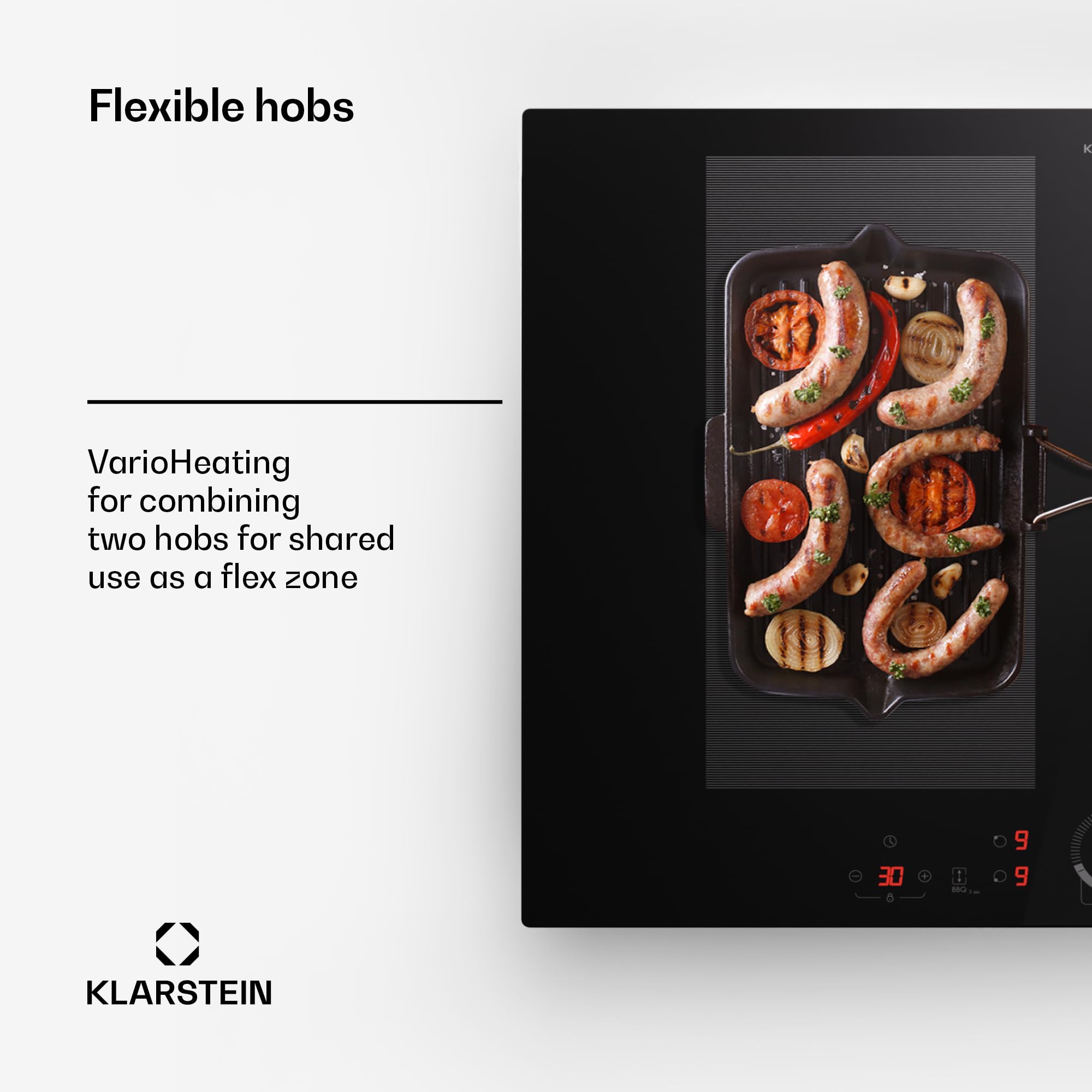 Klarstein induction hob, glass ceramic 7000W induction hob with 4 plates, built-in induction Palte with touch display and timer with overheating protection — view 4
