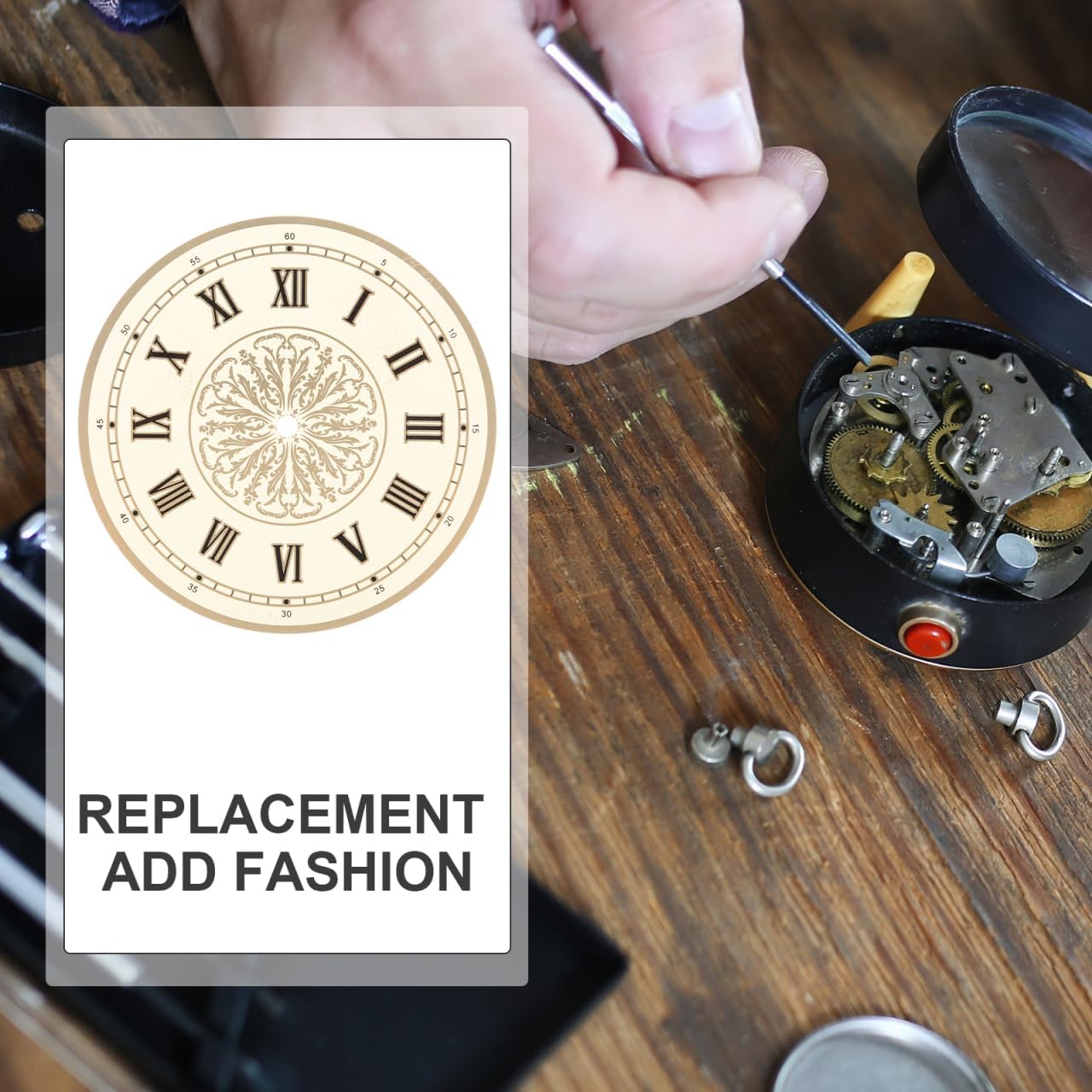 Homemade Aluminium Dial Round 17.3 cm with Roman Numerals Clock Movement Replacement Parts Watch Accessories for Wall Clock Repair