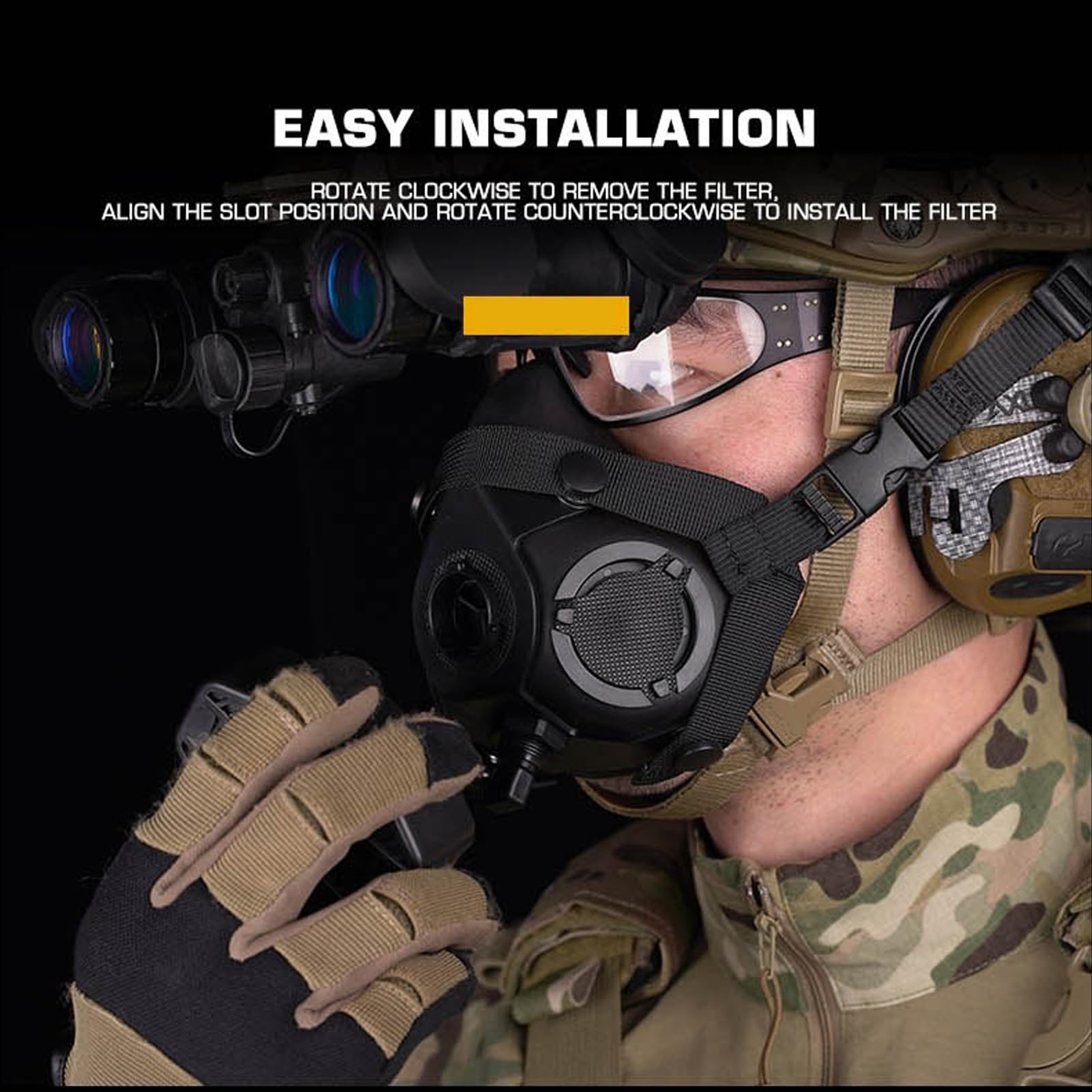 Respirador táctico SOTR de media cara con micrófono integrado y filtro reemplazable, máscara lista para comunicación para Airsoft