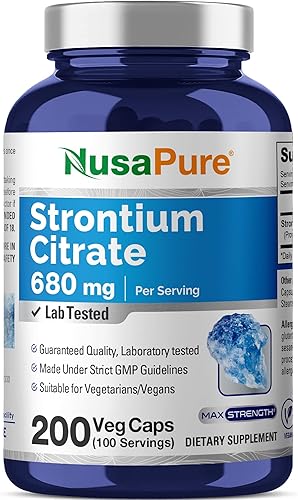 NusaPure Estroncio 680 mg 200 cápsulas vegetarianas (sin OMG, veganas)