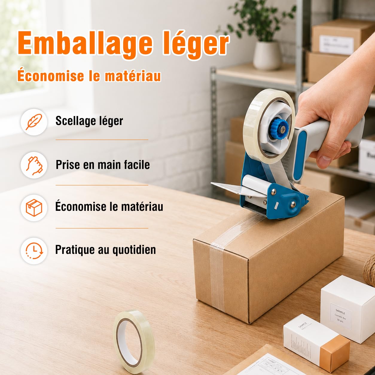 Lot de 36 Rouleaux Ruban Adhésif d’Emballage 25 mm x 66 m Transparent, Épaisseur 28μm, avec Dérouleur Métal Robuste, Ruban Colis pour Cartons, Déménagement et Expédition