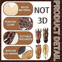 Vista 2 de Weysat 4 máscaras africanas para decoración de pared, máscaras de safari, decoración de pared, placa de selva, juego de arte para dormitorio, baño