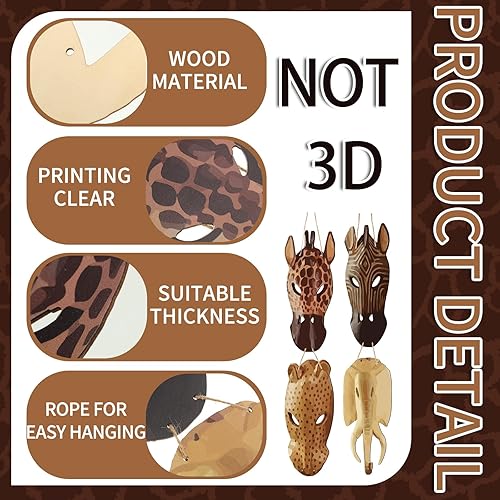 Miniatura 2 de Weysat 4 máscaras africanas para decoración de pared, máscaras de safari, decoración de pared, placa de selva, juego de arte para dormitorio, baño