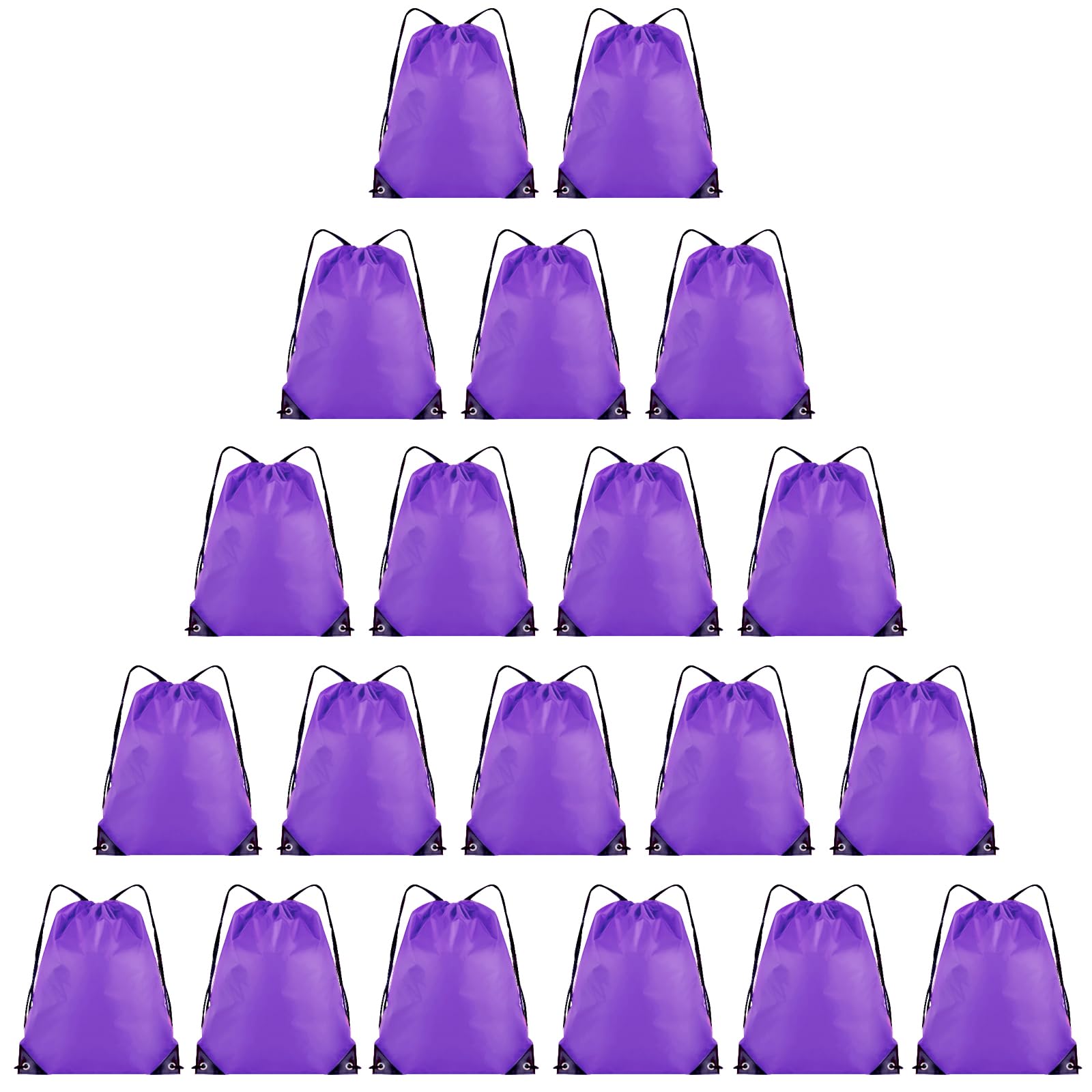 Grneric 20 Pieces Drawstring Backpack Bulk Cinch Sackpack Ployster Drawstring Bags for Gym Party Trip(Purple)