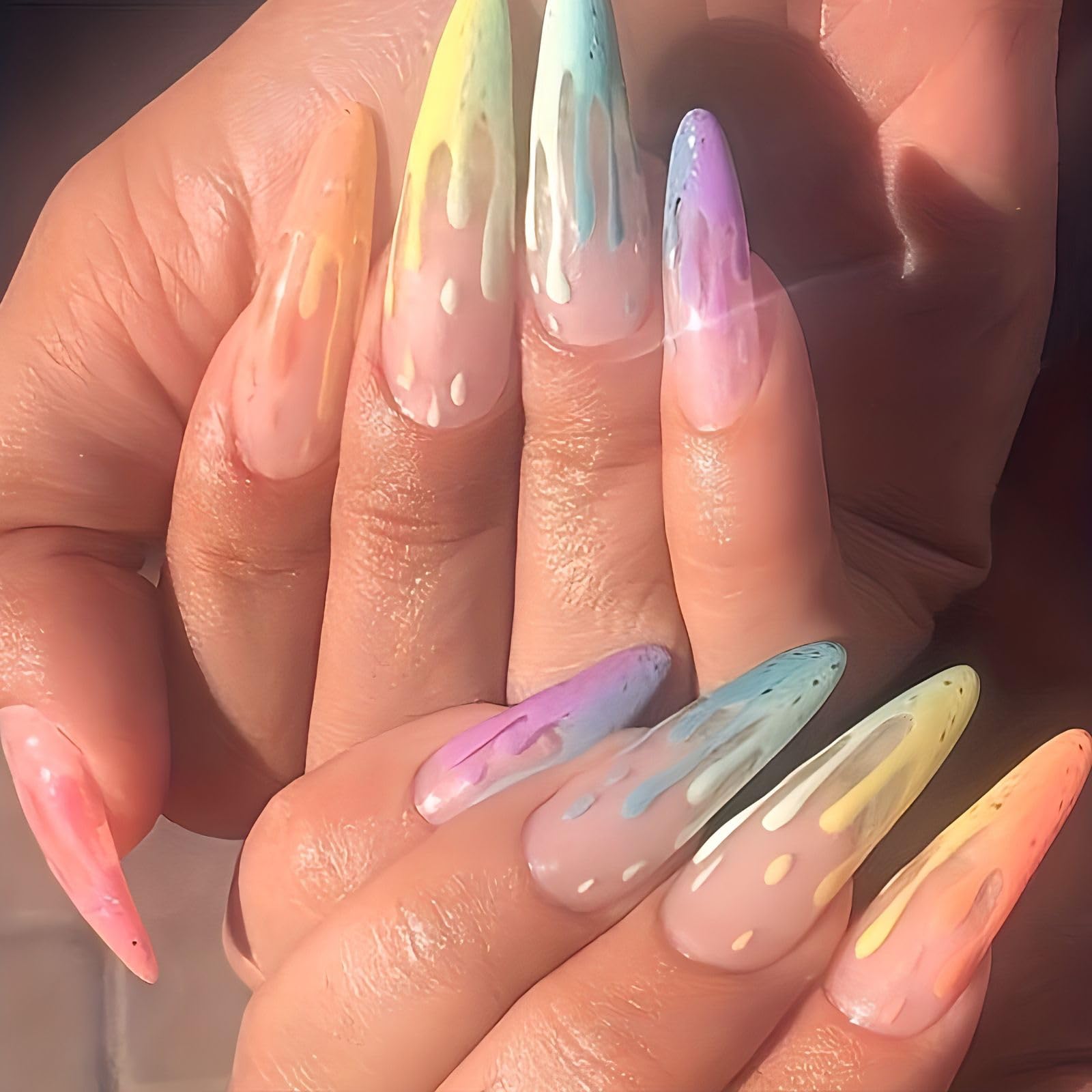 Amazon | Liberte555 ネイルチップ ギャル 子供 ロング 付け爪 長い