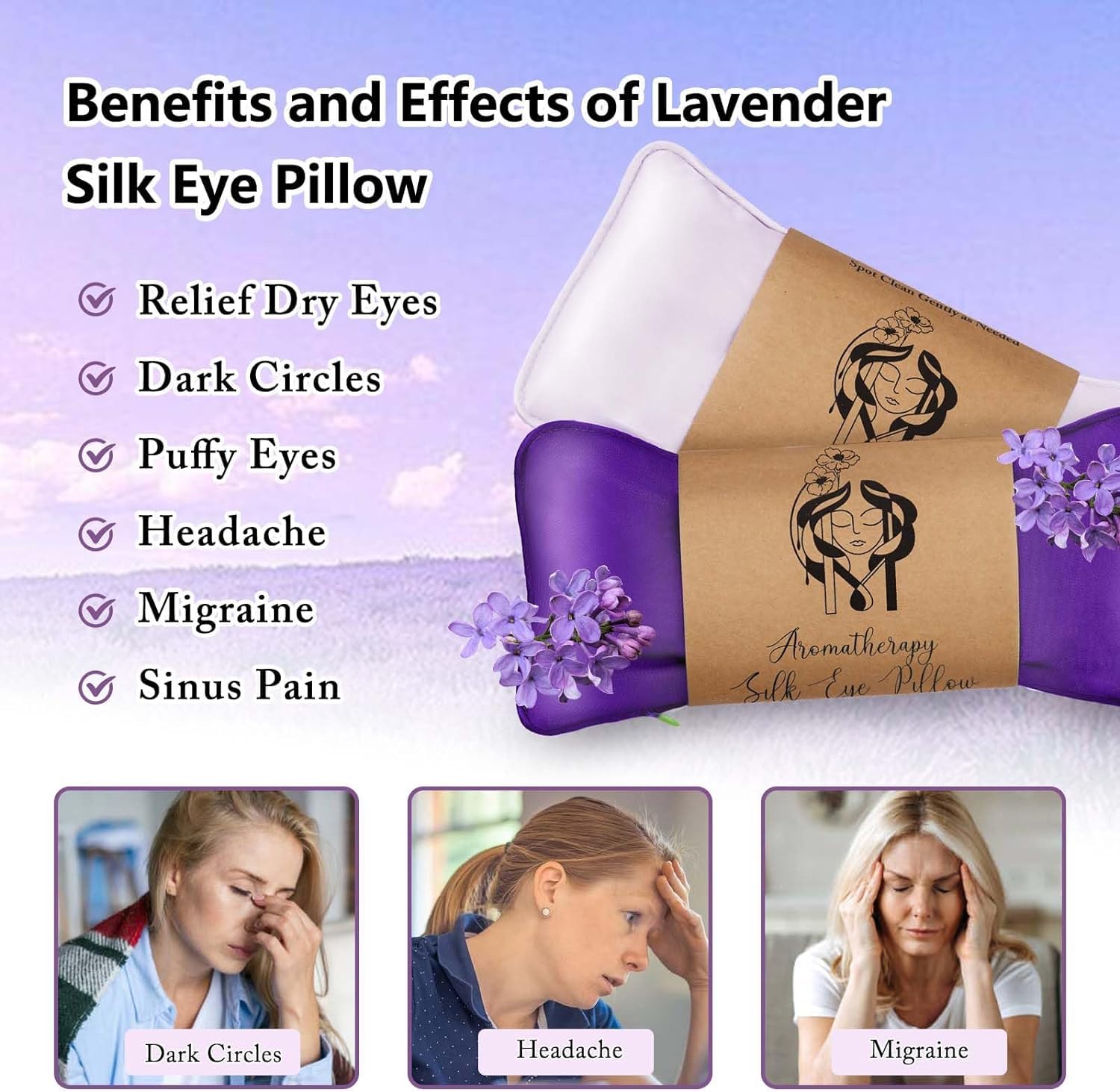 Hihealer Set di 2 maschere per occhi di seta, per dormire, yoga, spa, meditazione, impacchi umidi e freddi, cura di sé