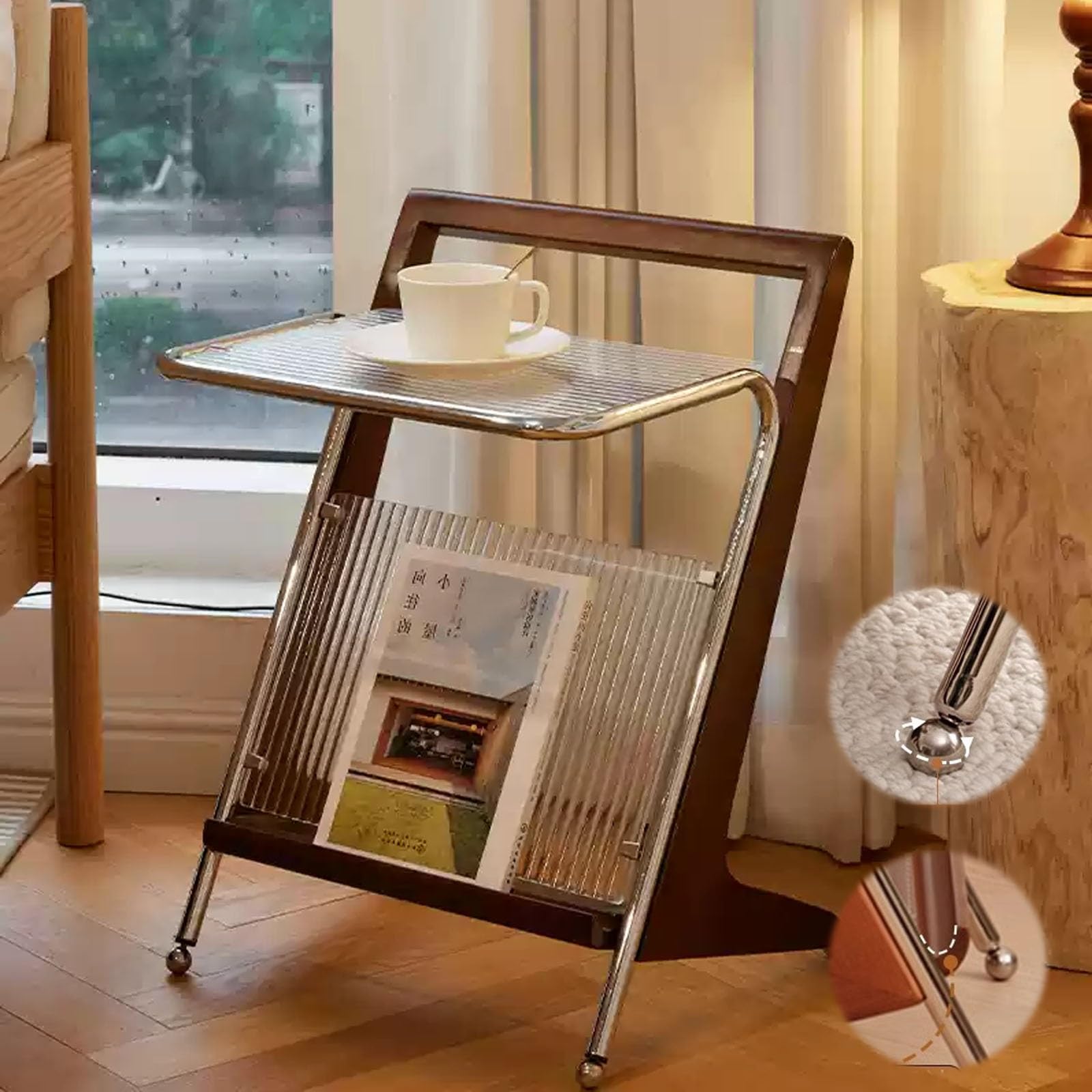 Amazon.com: Retro Z-Shaped Sofa Side Table with Solid Wood Legs