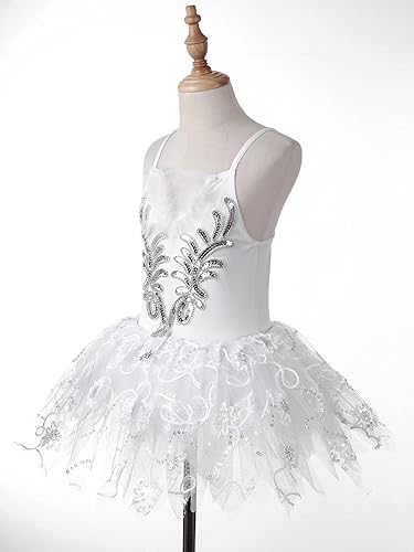 TiaoBug Enfant Fille Justaucorps Gymnastique Manche Longue Combinaison Jumpsuit Patinage Artistique Académique Paillette Léotard De Danse