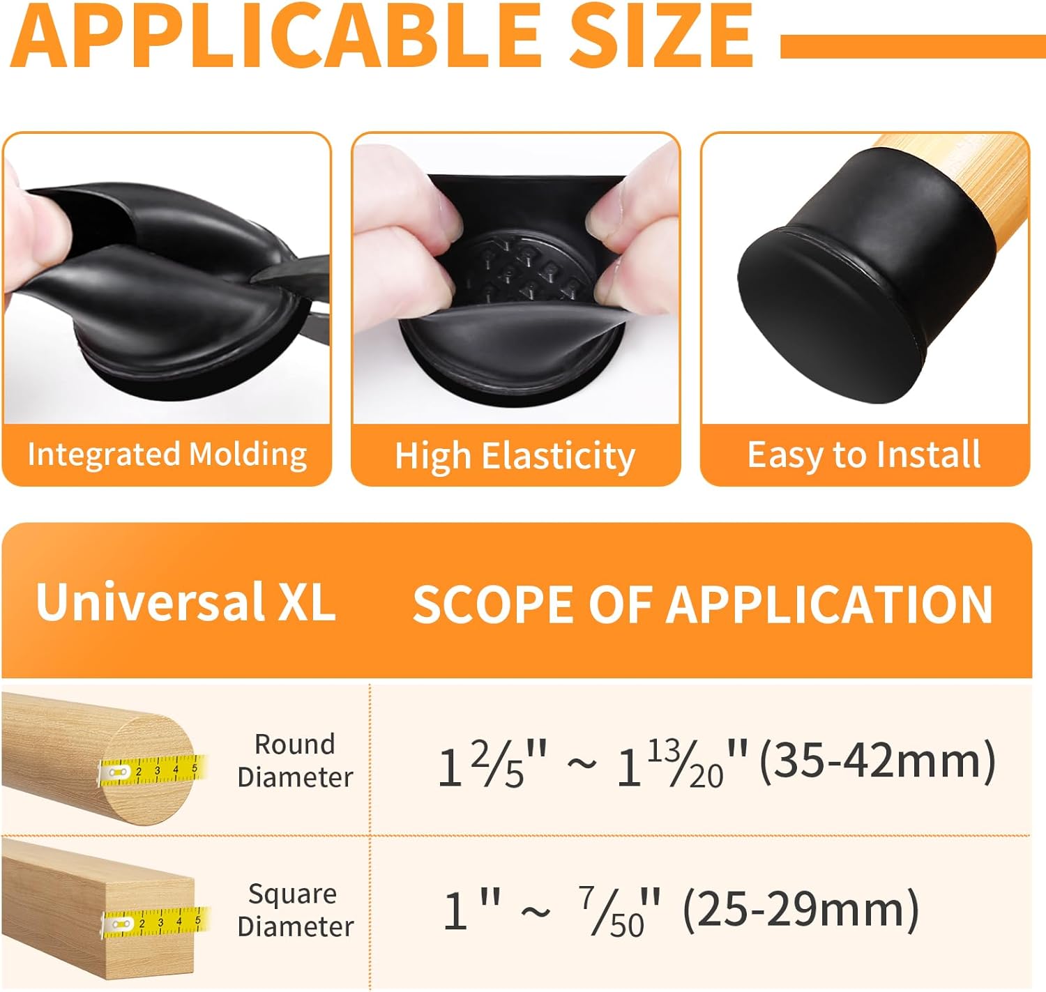 Ezprotekt Chair Sliders for Carpet, 24 Pcs Round Chair Glides for Carpet, Carpet Furniture Sliders Pads, Carpet Stool Leg Protectors Caps, Furniture Glides Quickly Black (XL Fit: 1-2/5" to 1-13/20")