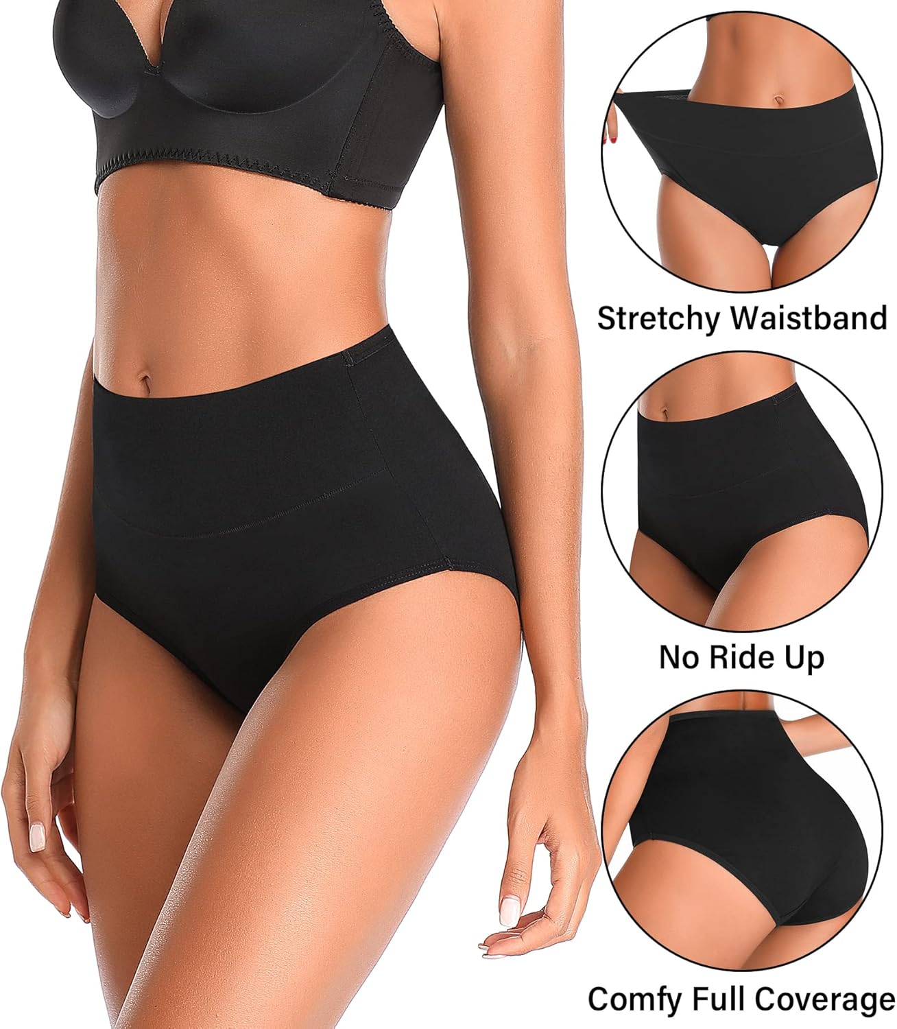 ASIMOON Womens Cotton Underwear Breathable Stretch Postpartum Panties Full Coverage Ladies Briefs Multipack - Image 2